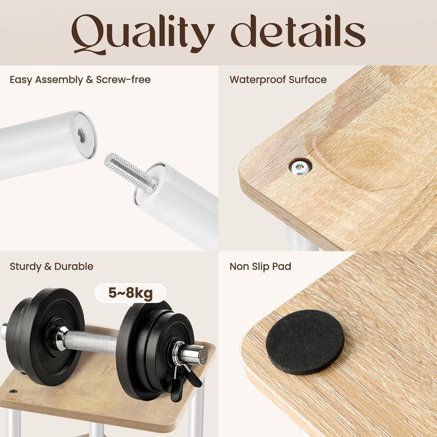 KAHEIGN 5 Niveles Soporte para Plantas de Interior, 106CM Alto Estante para Plantas de Exterior Expositor de Madera para Plantas para Patio Balcón Boho Hogar Jardín Plantas Maceta Decoración (Blanco)