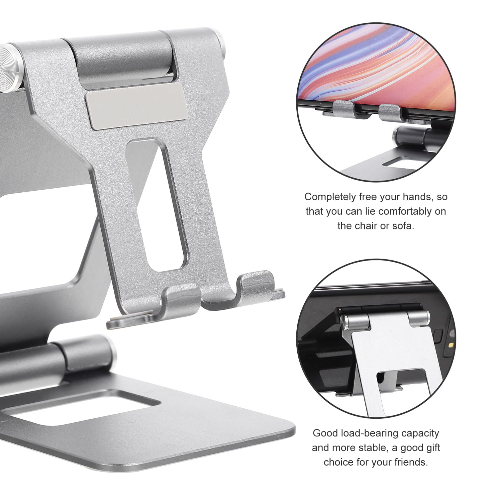 5 Piezas Soporte Móvil y Tablet Plegable Soporte Metálico de Escritorio Resistente y Estable para Smartphones y Tablets Diseño Portátil Gris para Cómodo