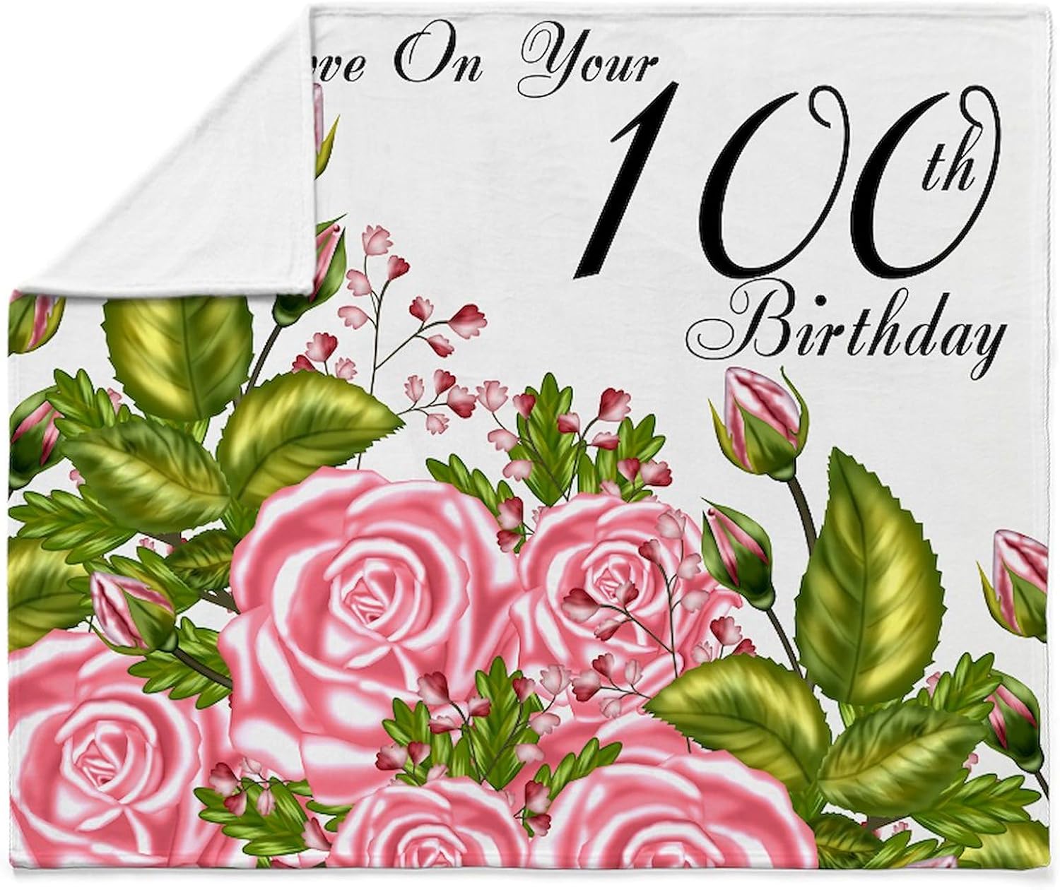 CafePress 100Th Birthday Pink Rose Throw Blanket Super Soft Fleece Plush Throw Blanket, 60"x50"