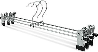 famy.Shop 10 Stück Metall Kleiderbügel Hosenbügel Hosenspanner rutschfest gummiert verchromt, ca. 40x11,5cm