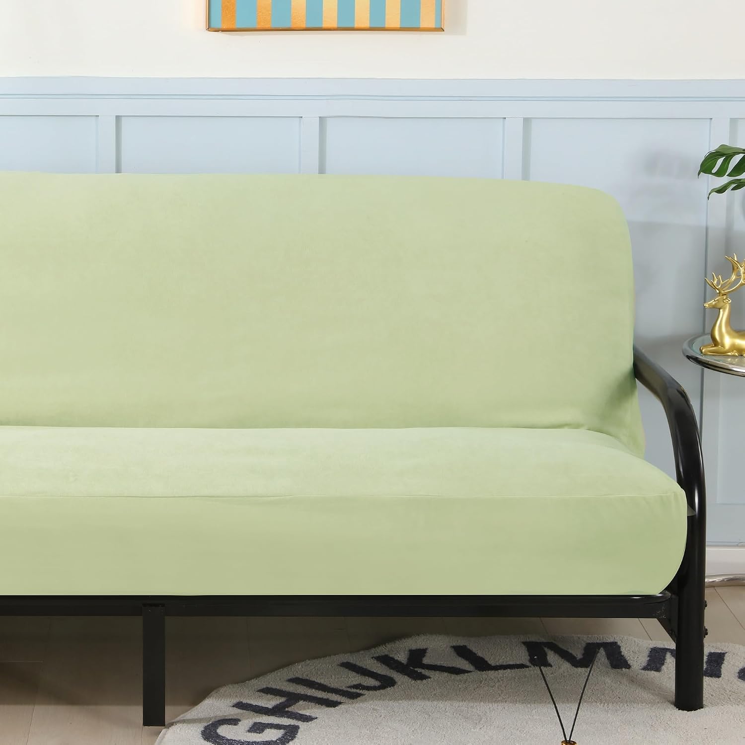 OctoRose Twin Size 39x75x8 inch 3 Side Zipper Classic Soft Micro Suede Futon Cover Sofa Daybed Mattress Slipcover (Light Pastel Green, Twin Size)