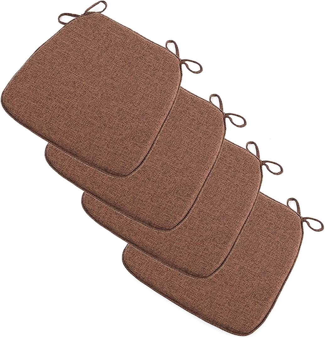 U-Shaped Chair Cushion Set (4 Pack) | Non-Slip Kitchen Dining Seat Pads With Ties, Brown Coffee, 17x15.7x13.8x2 In - View #3