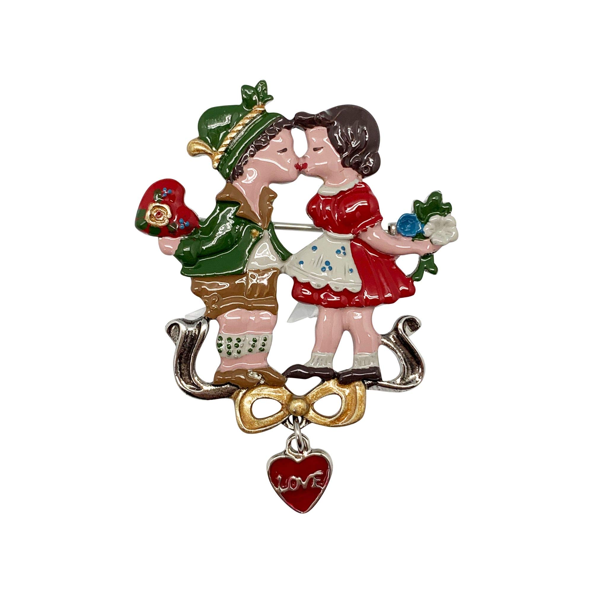 Oktoberfest Metal German Hat Pins With Hand Painted German Kissing Couple, Oktoberfest Costume Accessories, Perfect For People Who Like Traditional