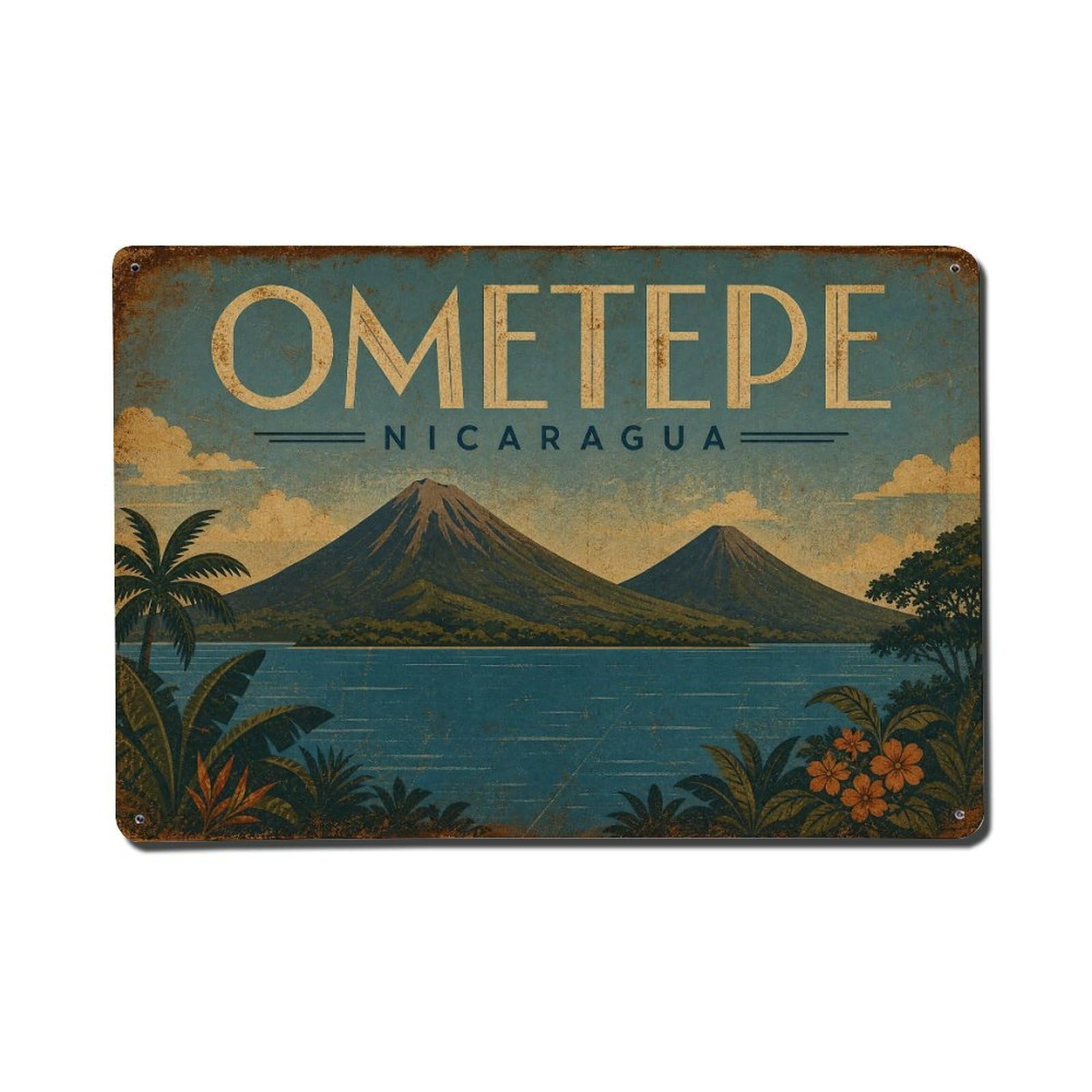 Travel Retro Nicaragua Ometepe Metal Tin Sign
