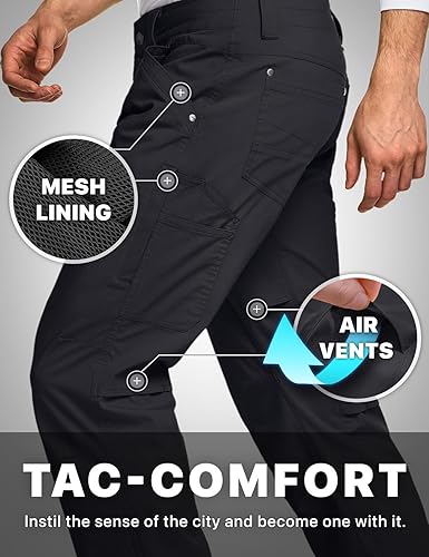 Miniatura 8 de CQR - Pantalones de trabajo elásticos con ventilación para hombre, pantalones tipo cargo, informales, ligeros, de secado rápido, resistentes al