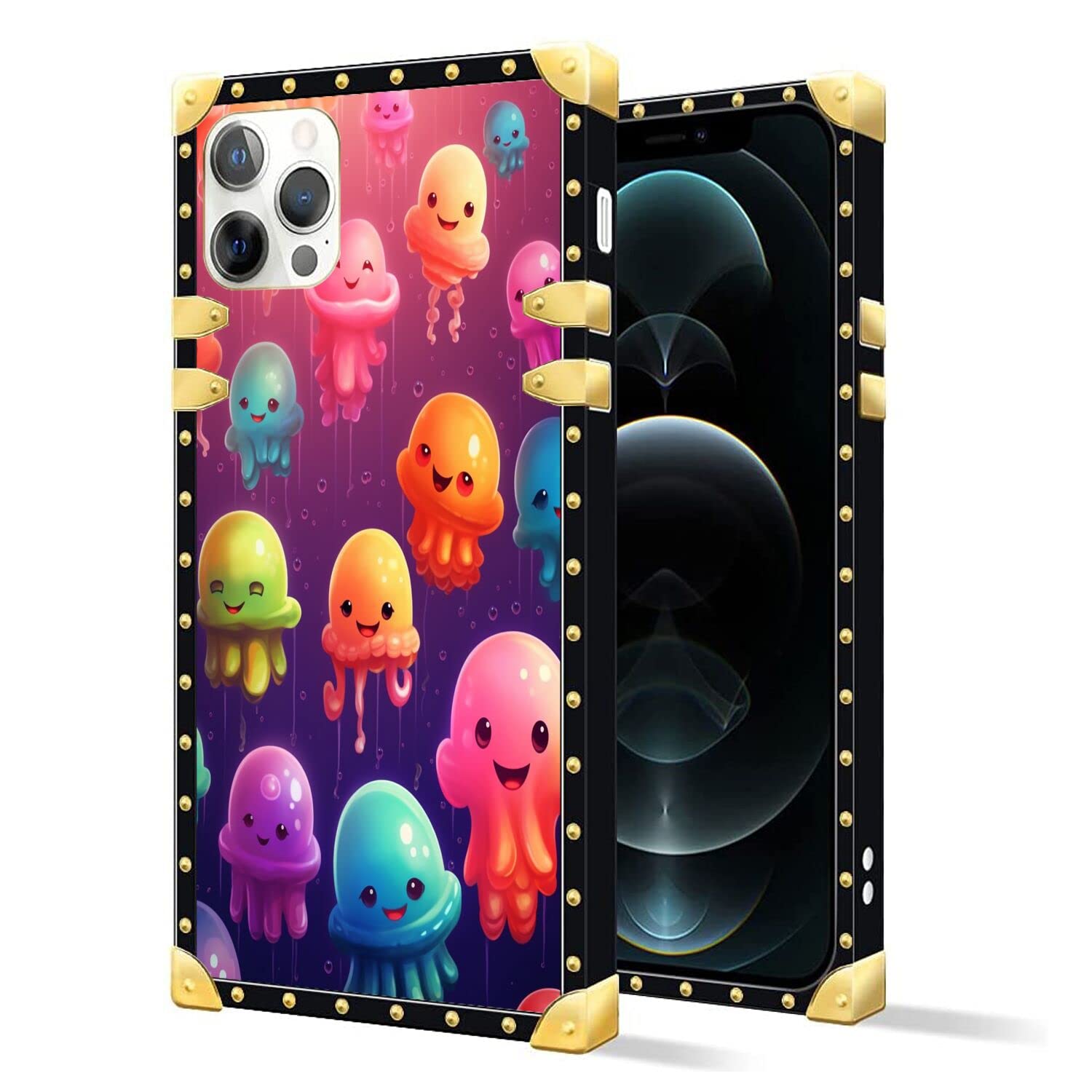 DeweiDirect Mobile Phone Case for iPhone 13 Pro with Jellyfish Designer Art166 Pattern Slim Soft TPU Corner Shockproof Protection Bumper Back Cover