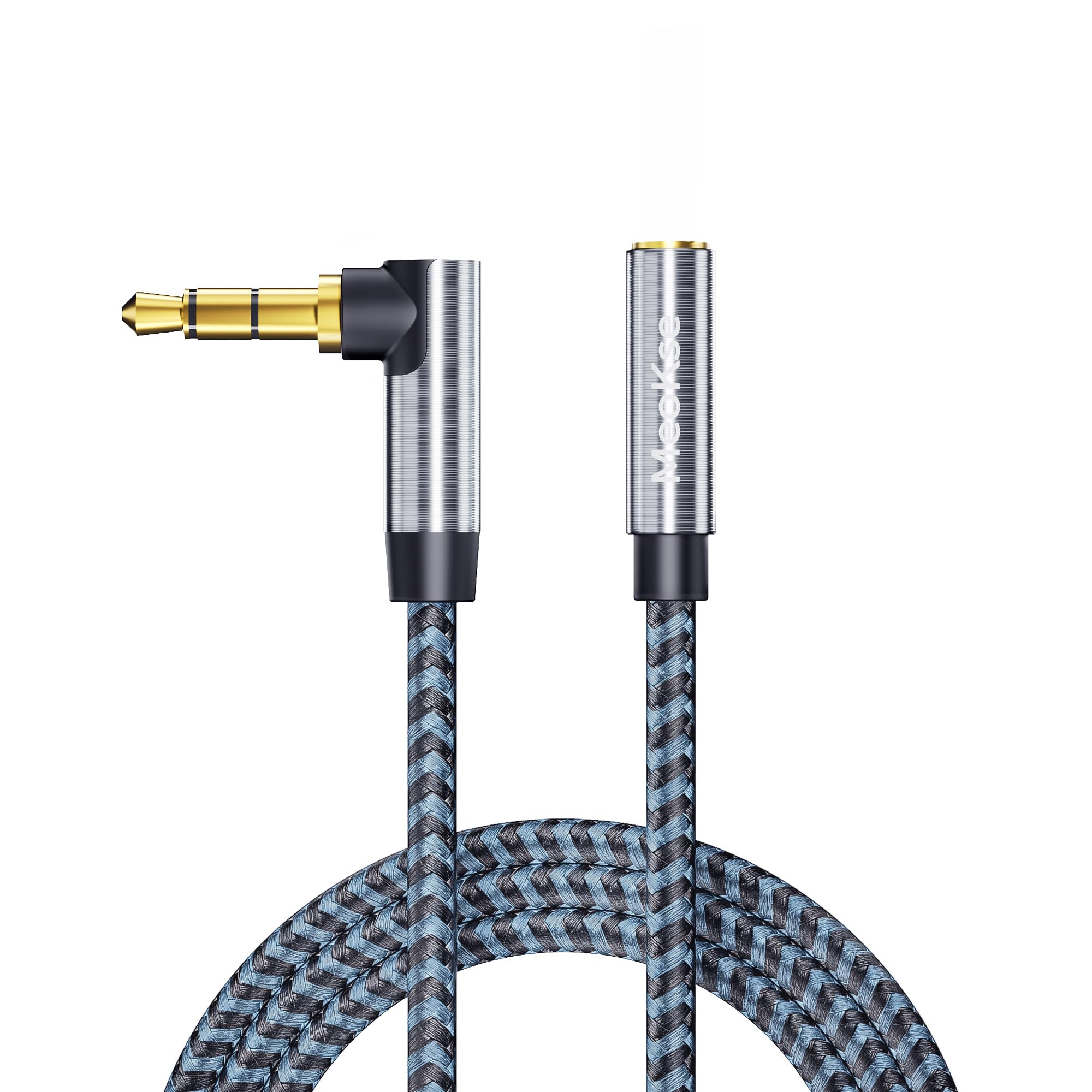 Meokse Cable de extensión de audio con conector auxiliar de 3,5 mm, trenzado de 3 pies, cable de audio estéreo macho a hembra de 3,5 mm, cable de auriculares para smartphone de 1 m