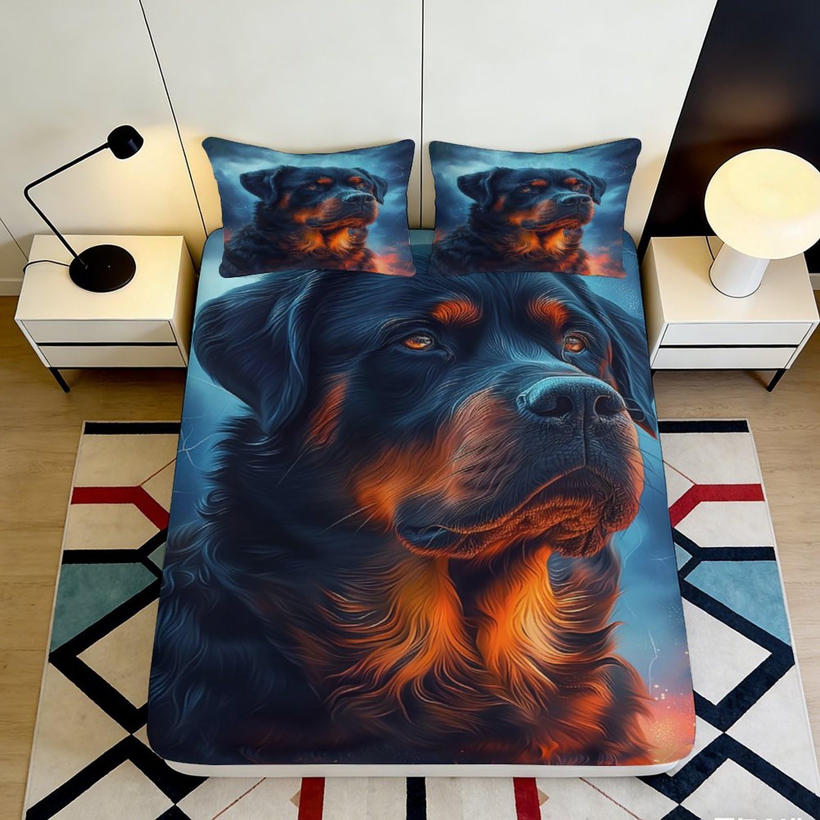 Pnayamiorkfel Style-6 3D Printed Rottweiler Art Fitted Sheet Microfiber Soft Bed Cover For Bedroom Dorm Mattress Protection Decor 90X200x25cm