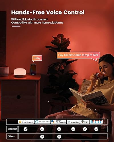 Miniatura 5 de YEELIGHT Siri - Lámpara de mesa inteligente, con control de voz y sincronización de música, lámpara táctil de luz nocturna regulable, lámpara