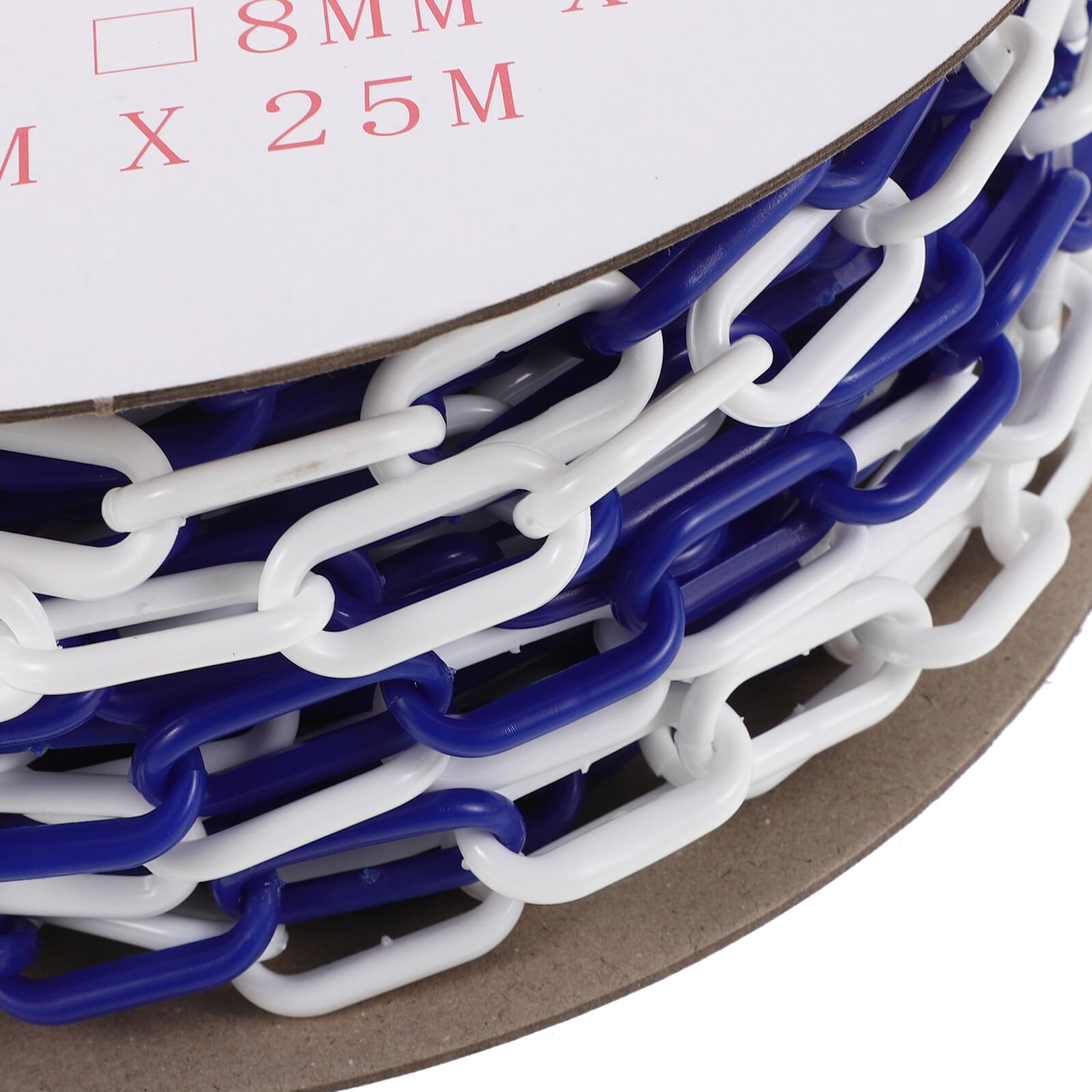 Cadena de Barrera de Plástico Ligera 6 Mm Azul de 25 Metros, Eslabones de Cadena para Control de Tráfico, Barrera de Seguridad para Estacionamientos y Delimitación de Áreas