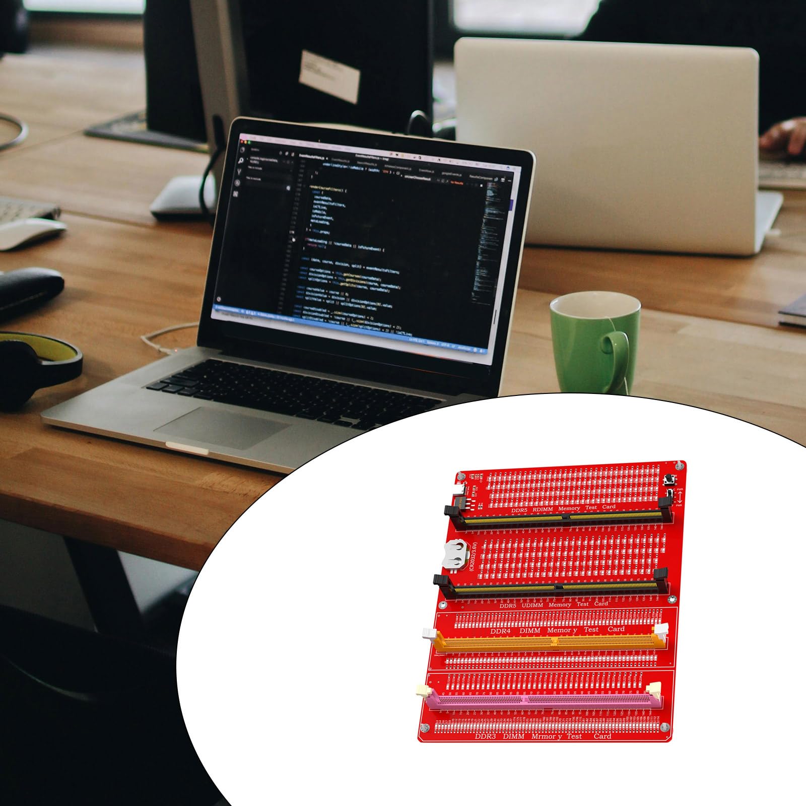 Testeur de mémoire DDR3/4/5 RDIMM/UDIMM avec indicateurs LED, Bouton d'alimentation USB-C et Carte mémoire DDR3/4/5 pour Ordinateur.