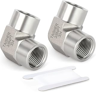 Taisher 2pcs 304 Stainless Steel 90 Degree Barstock Street Elbow, 3/8 Inch NPT Female Pipe to 3/8 Inch NPT Female 304 Stainless Pipe Fitting