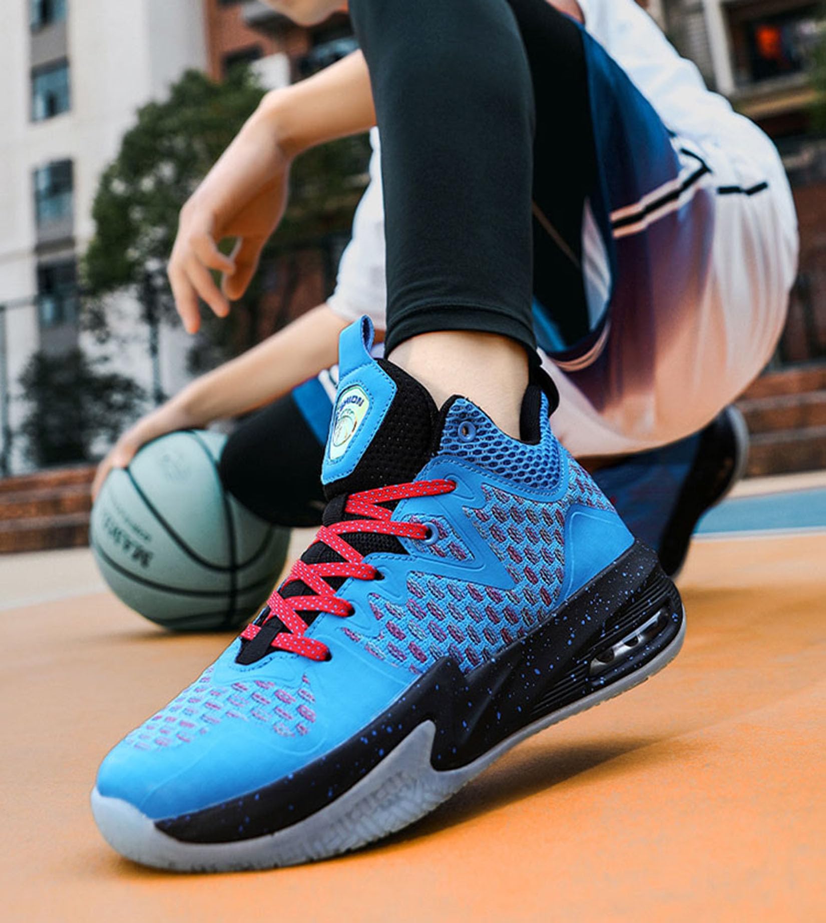 Męskie Buty Do Koszykówki Wiosenne Lato Oddychające Buty Treningowe Chłopców Buty Sportowe(44 EU, Z2)