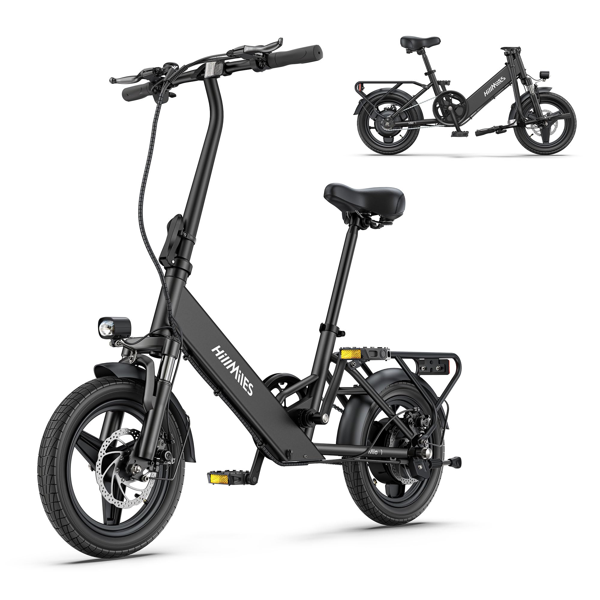 Bicicletta elettrica HillMiles Mile 1, batteria 36 V 10.4 AH, pneumatico 14'*2.0', velocità 25 km/h e autonomia 40-65 km Bicicletta elettrica per spostamenti urbani, IP65 impermeabile