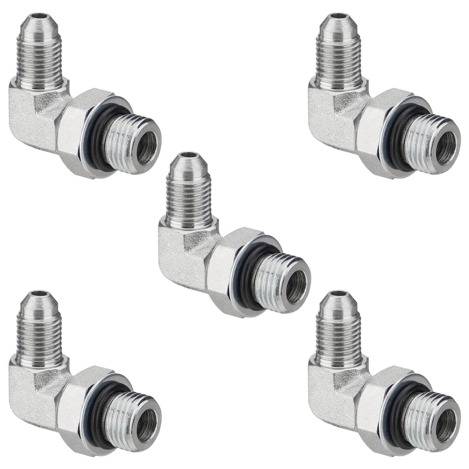 90° Elbow Hydraulic Fitting: 1/4" JIC Male x #6 SAE/ORB Male