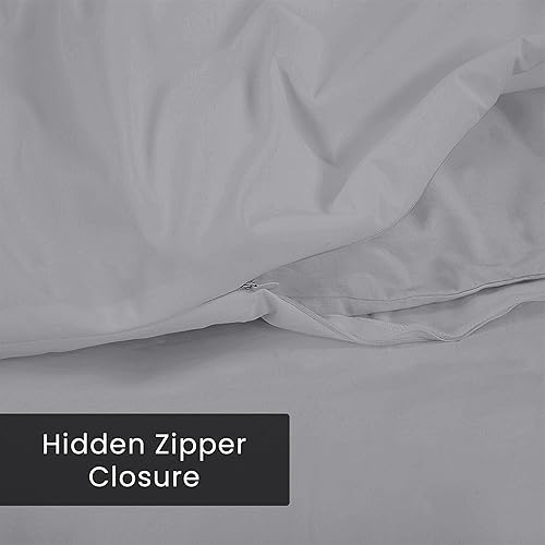 Miniatura 7 de ROYALE LINENS Funda de edredón plateada tamaño King  Fundas de edredón de 3 piezas  Cierre de cremallera  1 funda de edredón King de 104 x 90