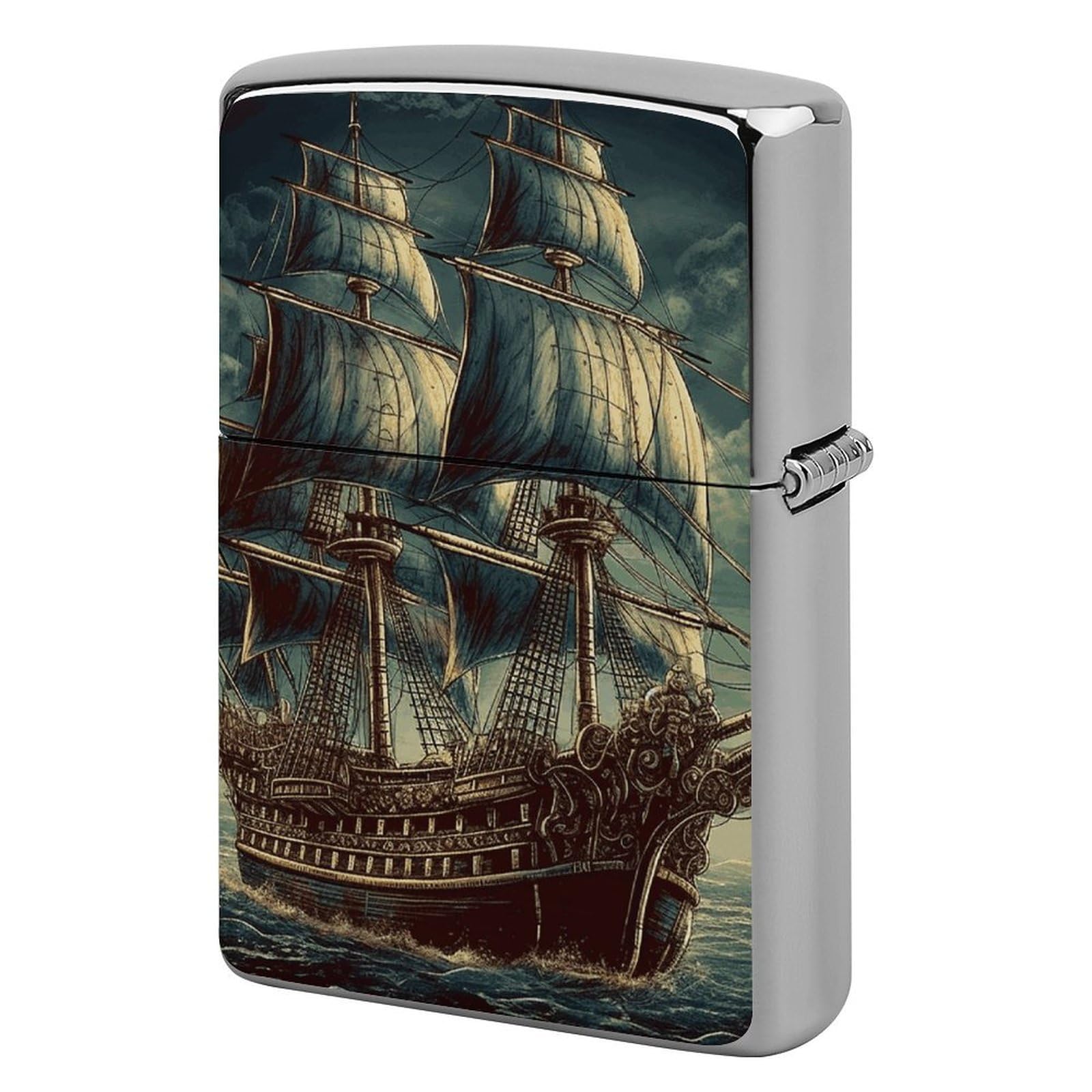 Nautical Vintage Sailing Pirate Ship Lighter Case for Men, Personalized Lighter Cover for Valentine's Day Gifts, Flip-Top Lighters Shell for Outdoor, Portable Lighters Protective Sleeve