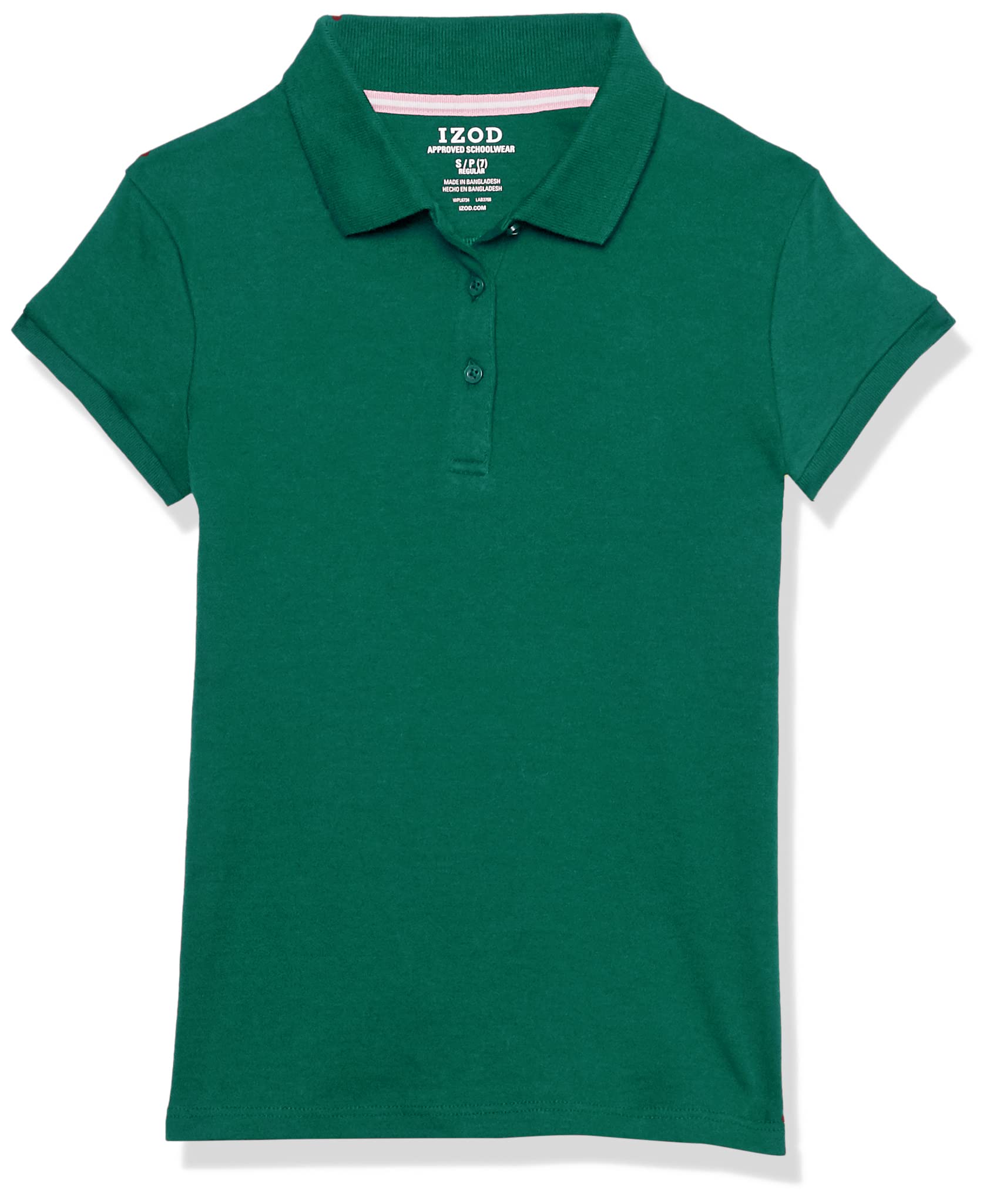 Izod Polo de Manga Corta para Uniforme Escolar, Cierre de Botón, Tela Entrelazada Cómoda Y Suave Camisa Niñas