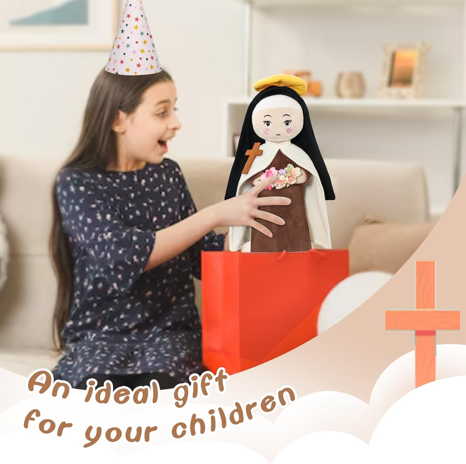 free-space St. Therese of Lisieux Doll Religious Gifts Plush Figure Easter Christmas Decoration Prayer Plush Doll for Girls Boys(St.Therese Doll)