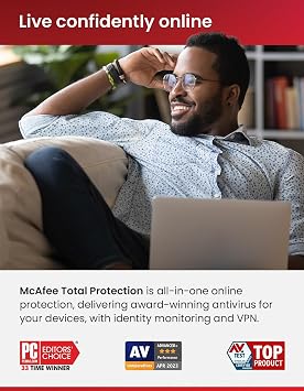 Logitech MK850 Performance Wireless Keyboard and Mouse Combo + McAfee Total Protection 2024 Ready | 3 Devices | 15 Month Subscription | Cybersecurity Software