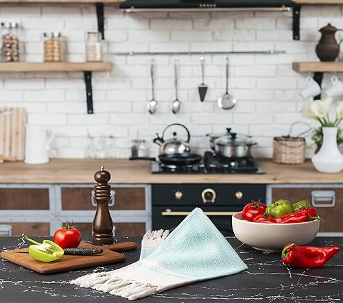 Miniatura 6 de Rumi & Shams - Toallas de mano turcas para baño, 2 toallas de mano de granja, toallas de mano bohemias de 16 x 32 pulgadas, toallas de cocina turcas