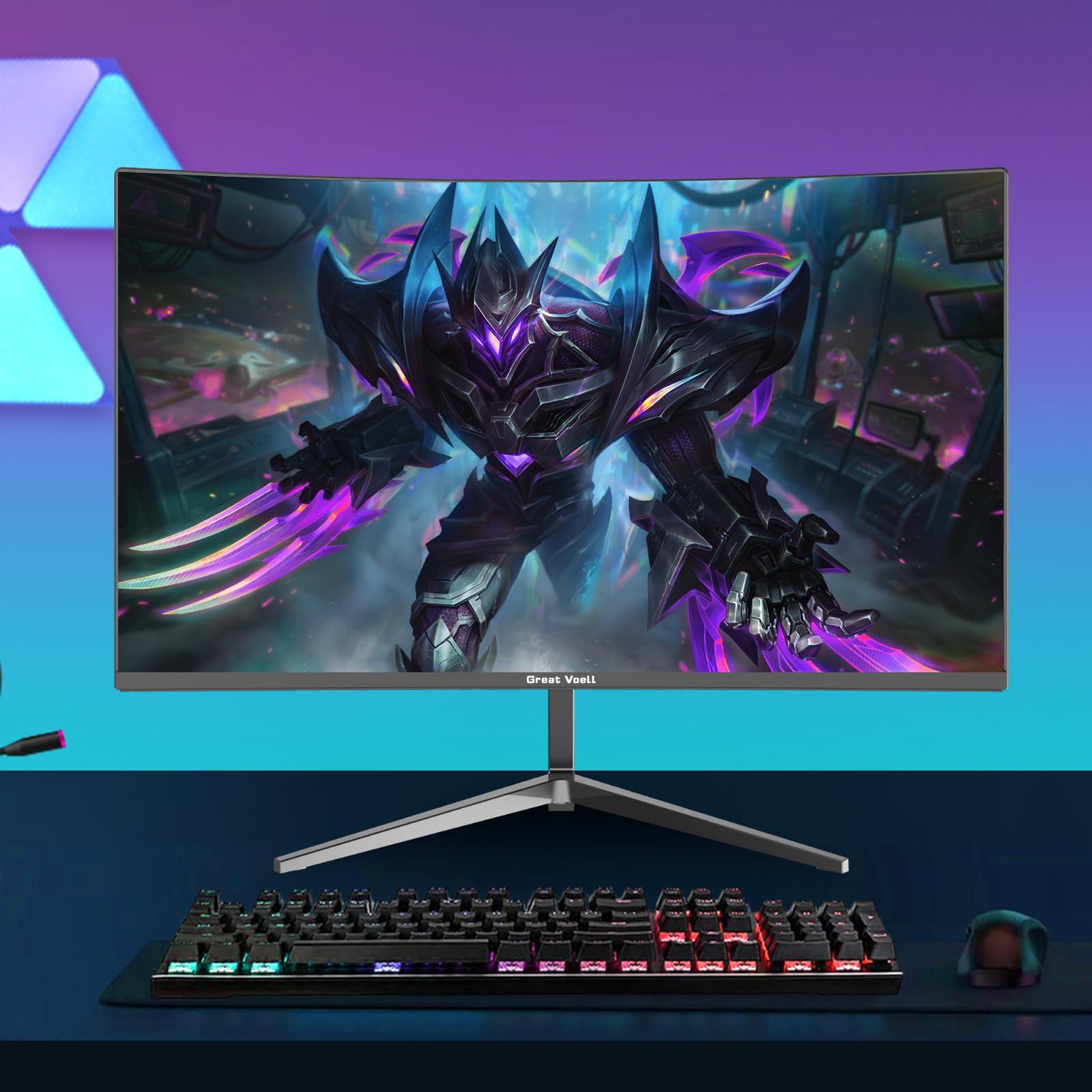 Great voell Ecran PC Gamer Incurvé 24 Pouces, 180 Hz, HDR10 (Full HD 1080P, 1920 x 1080), AMD FreeSync, Montage VESA, Couleur Noir