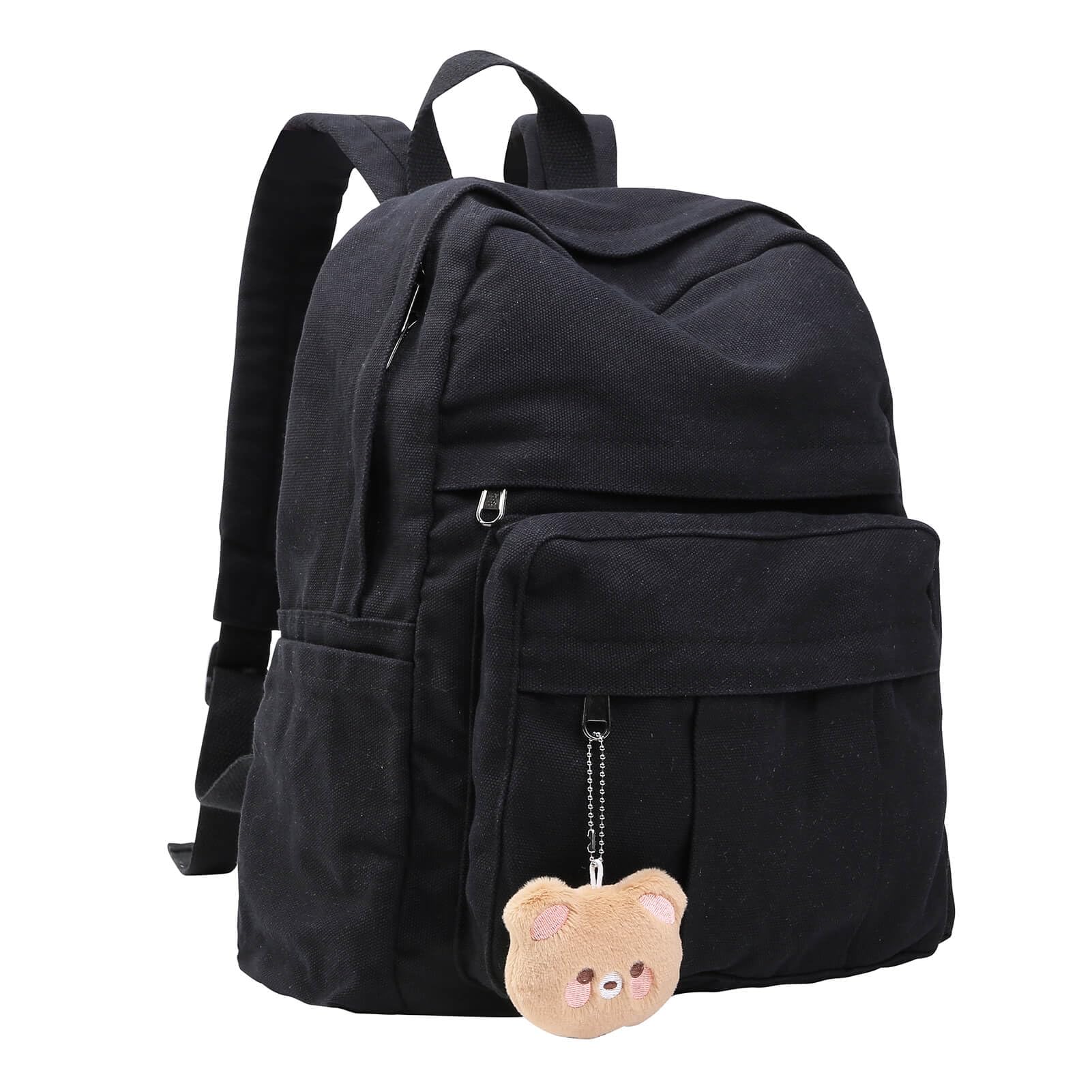 Phaoullzon Small Backpack Purse for Women Travel Vintage Canvas Casual Daypack,Black