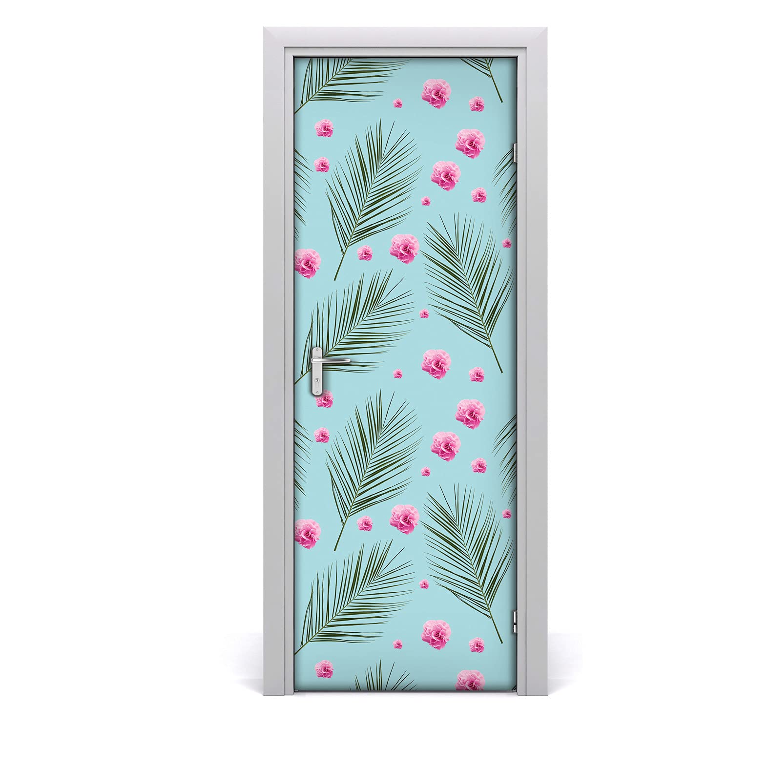 Papier peint sur la porte imperméable motif fleurs hawaiiennes