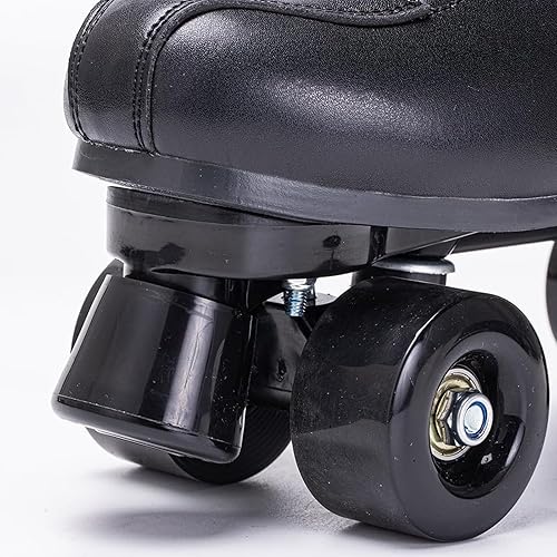 Miniatura 9 de Patines de ruedas para mujeres y hombres, de piel sintética, patines clásicos de doble fila, patines de cuatro ruedas para interiores y exteriores