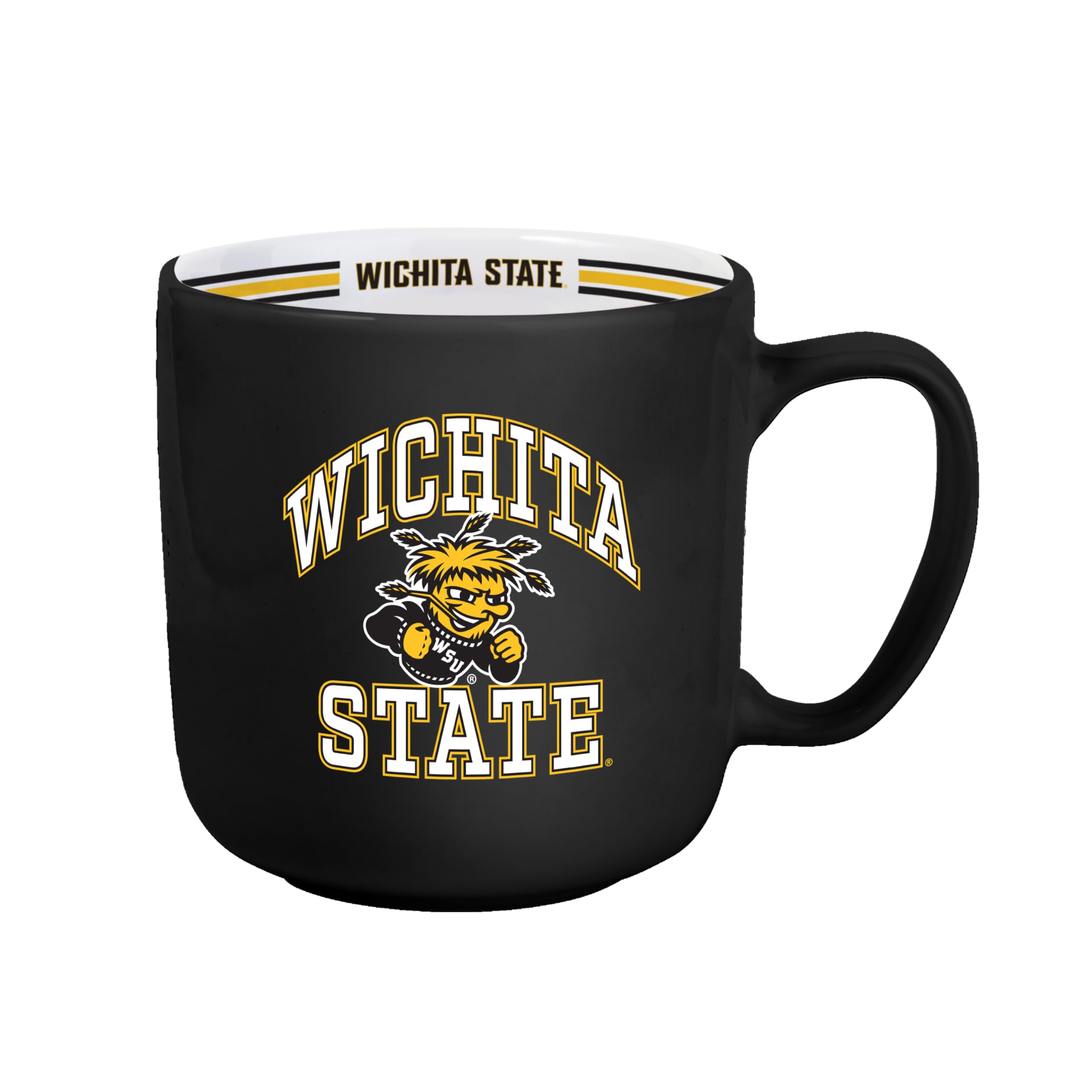 Logo Brands NCAA Wichita State Shockers 15 oz Stripe Coffee Mug — 15 Fluid Ounces | Ceramic | Officially Licensed | Team Color | Great Gift