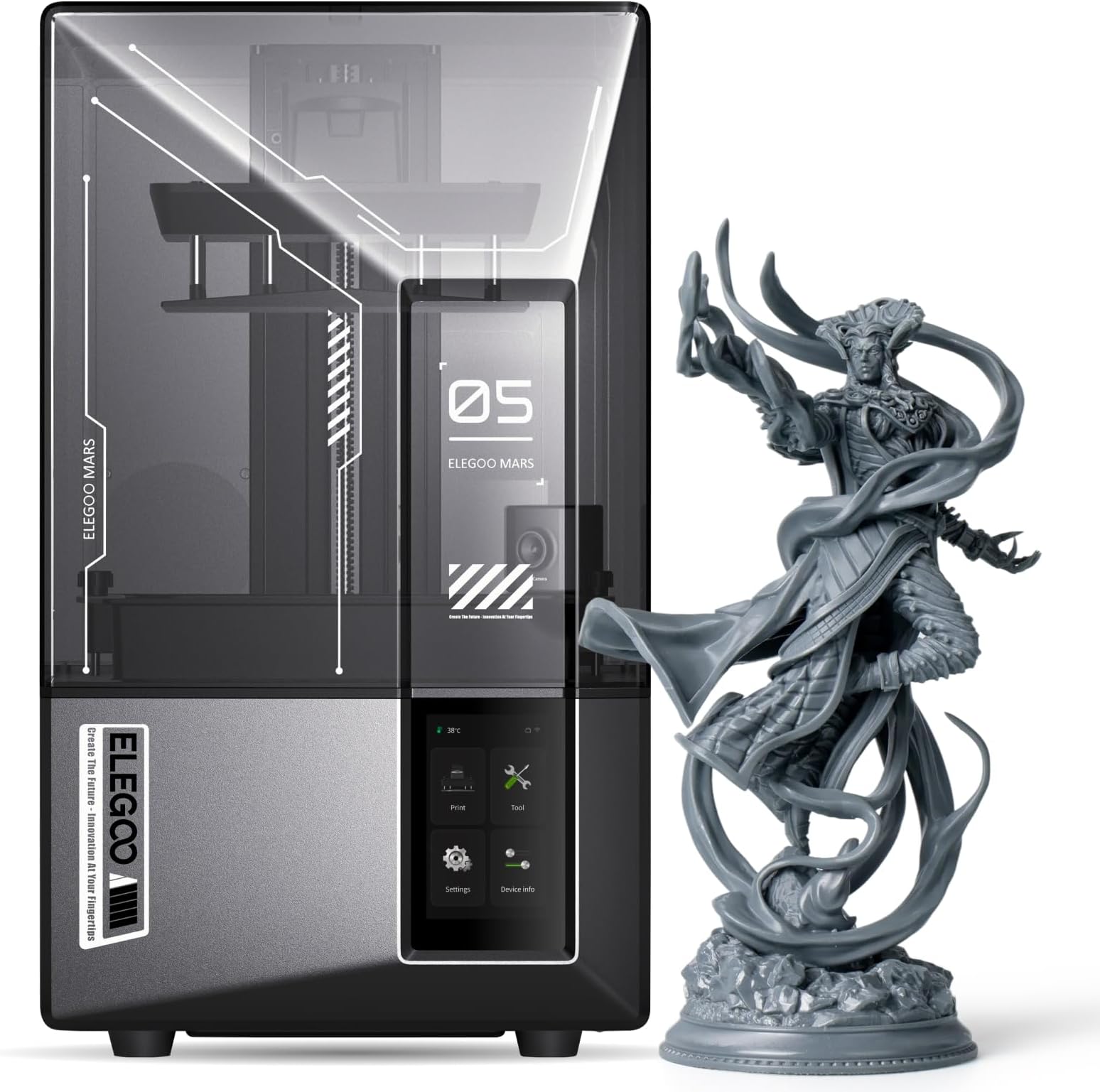 Mars 5 UItra 9K Resin 3D Printer, 150mm/h High Speed Printing, Smart Automatic Leveling, Intelligent Detection, WiFi-Transfer, Printing Size of 153.36 x 77.76 x 165 mm³