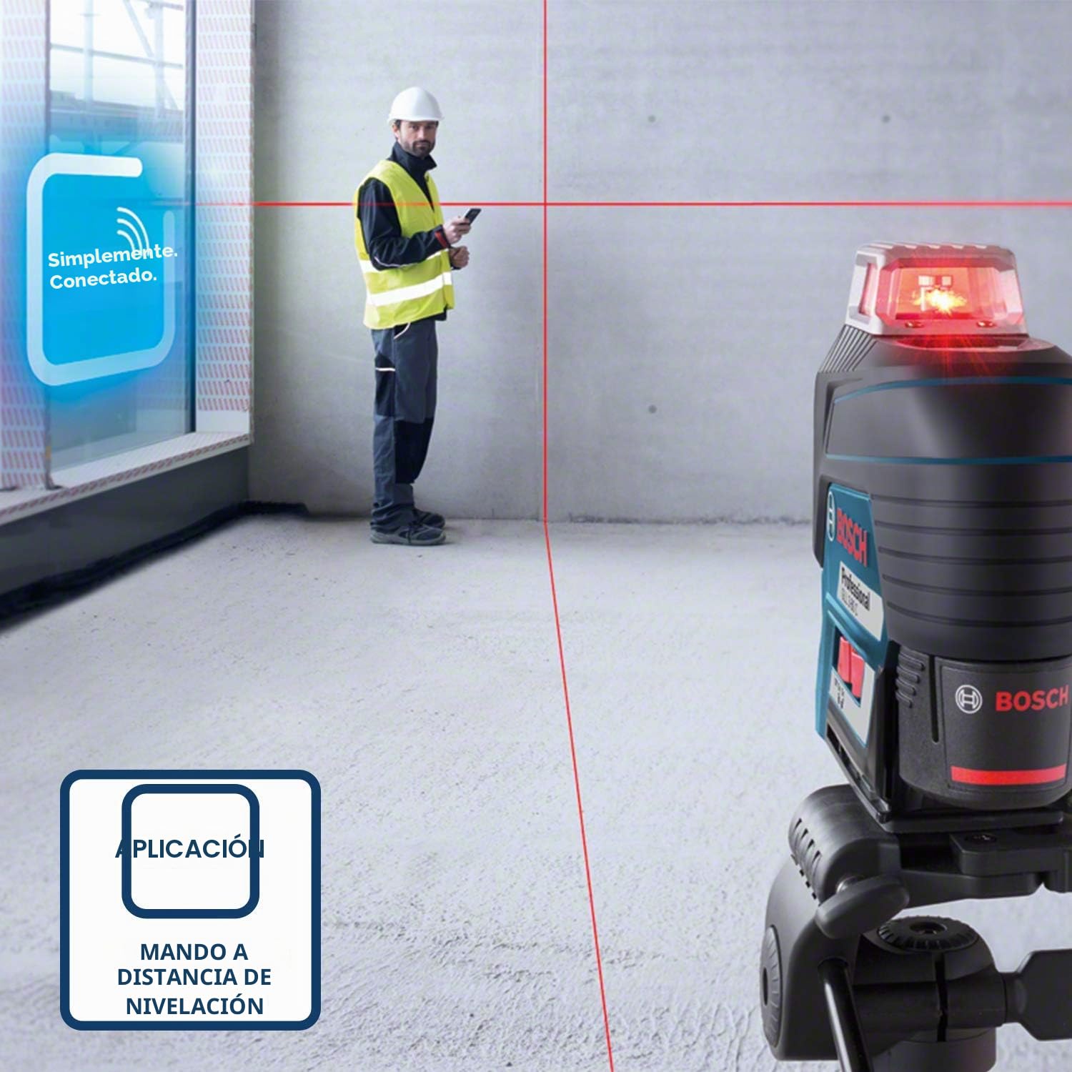 Bosch Professional Nivel Láser GLL 3-80 C (láser rojo, interior, conexión Bluetooth, alcance hasta 30 m, 4 pilas AA, en caja)