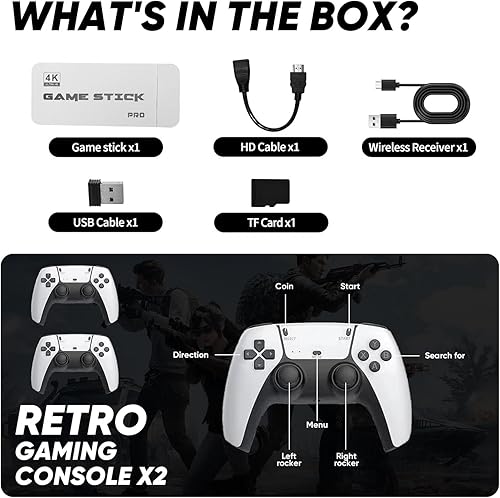 Miniatura 6 de 2026 128 GB actualizado M15 Retro Game Stick, consola de videojuegos HDMI 4K con más de 40,000 juegos clásicos incorporados, 14 emuladores, Stick &