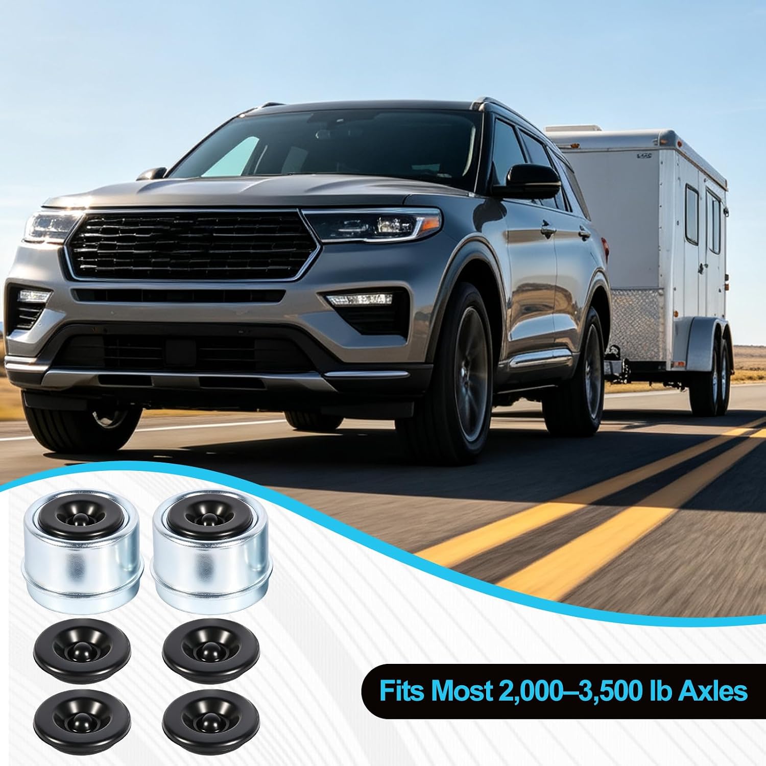 1.98'' Trailer Dust Cap, Trailer Grease Cap for Most 2000 to 3500 lb Axles