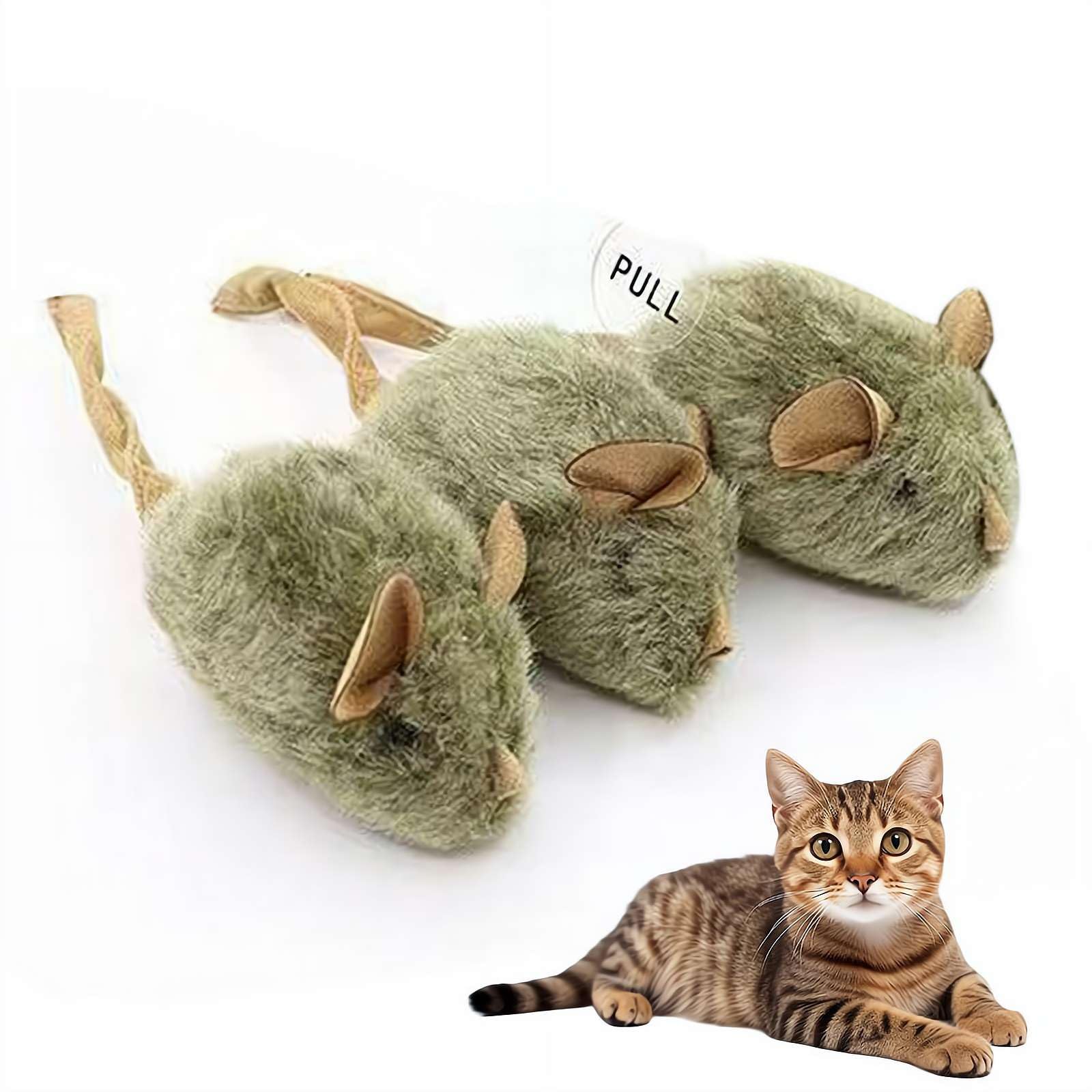 Ratón de juguete interactivo para gatos, ratones electrónicos de movimiento automático con cola peluda, divertido ejercicio en interiores y exteriores para gatitos y gatos