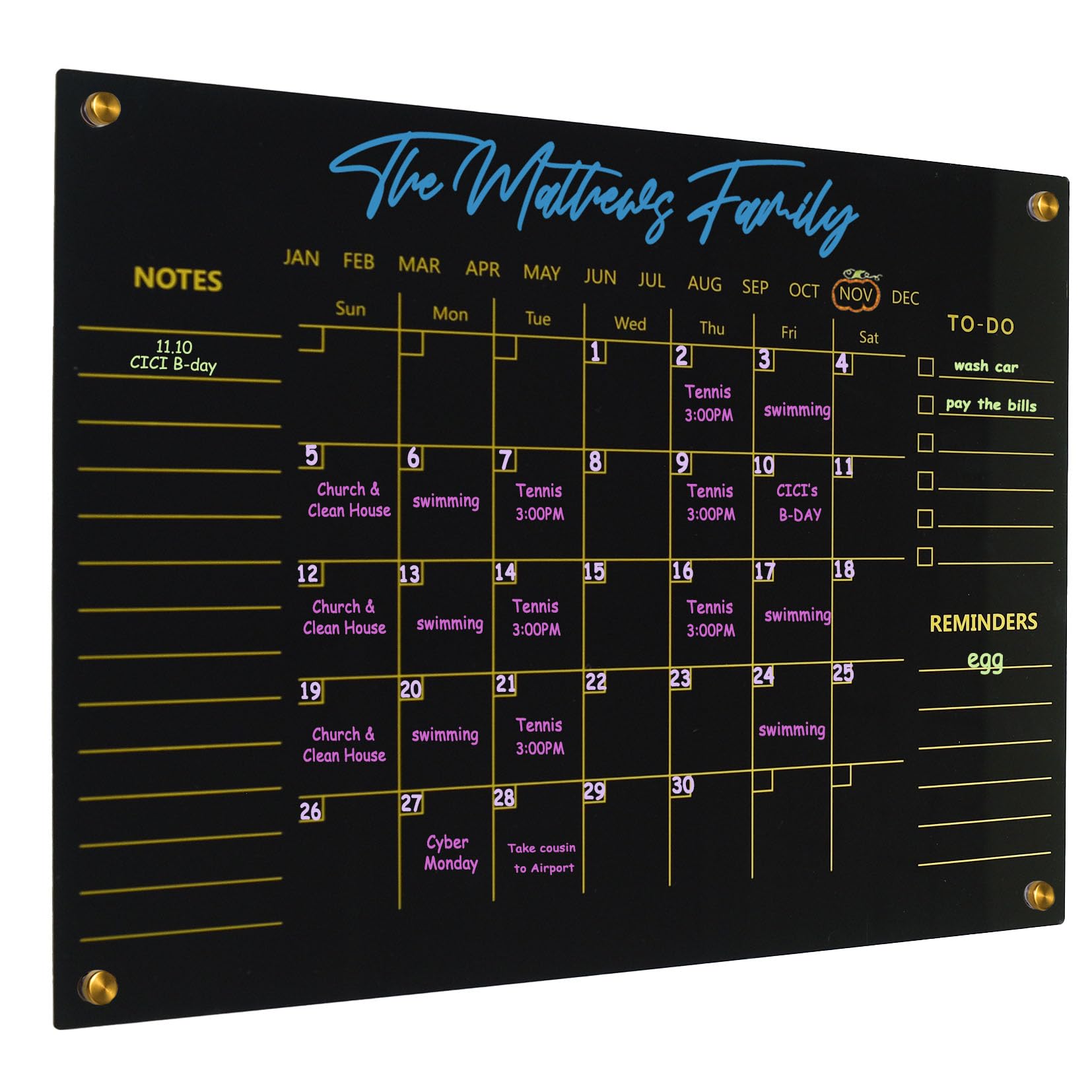 Lavagna bianca cancellabile a secco per parete, calendario mensile, cancellabile a secco, per casa, ufficio, 43,2 x 33 cm, lavagna bianca riutilizzabile (acrilico-BK-3343)