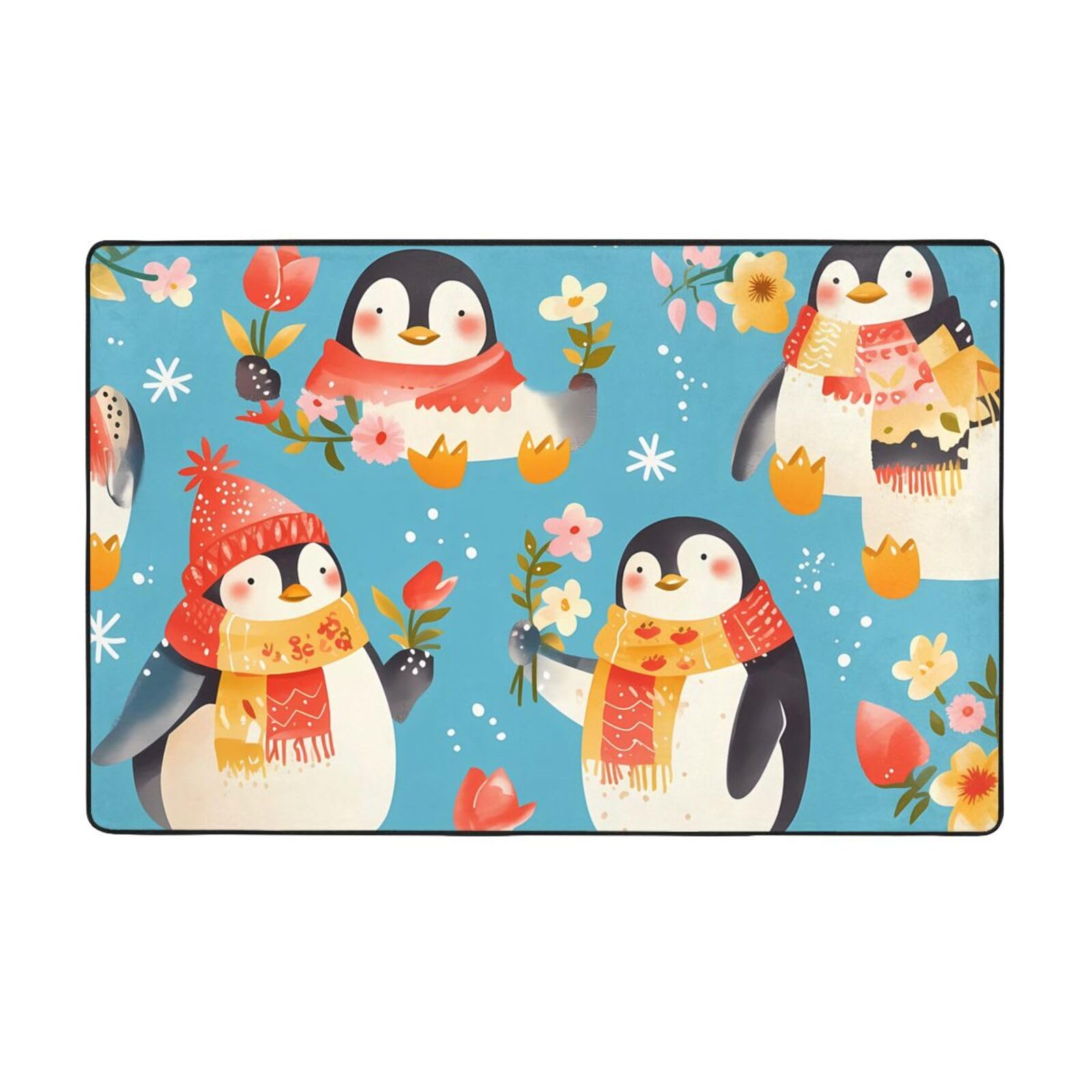 Tapis pingouin fleurs anti-usure pour protéger le sol avec douceur