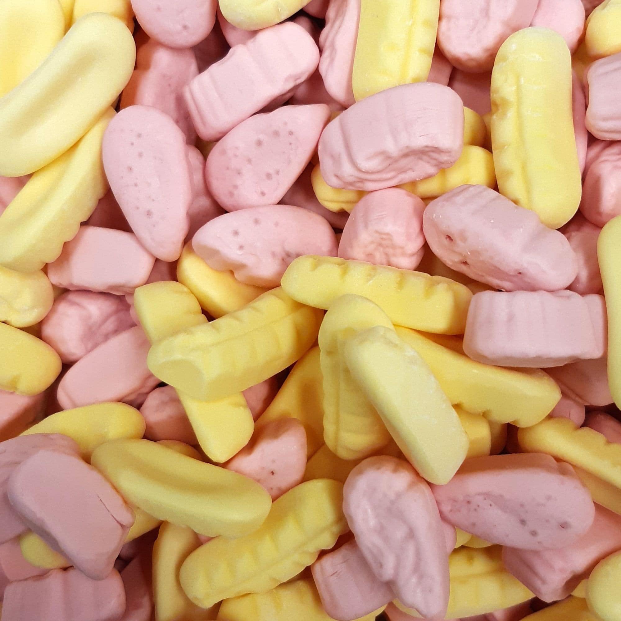 Original Shrimps And Banana Sweets - Foam Banana and Shrimps Sweets - 1 Kilo Bulk Bag - 1KG - Assorted Sweet Pick and Mix for Parties, Gifts, and Sharing.