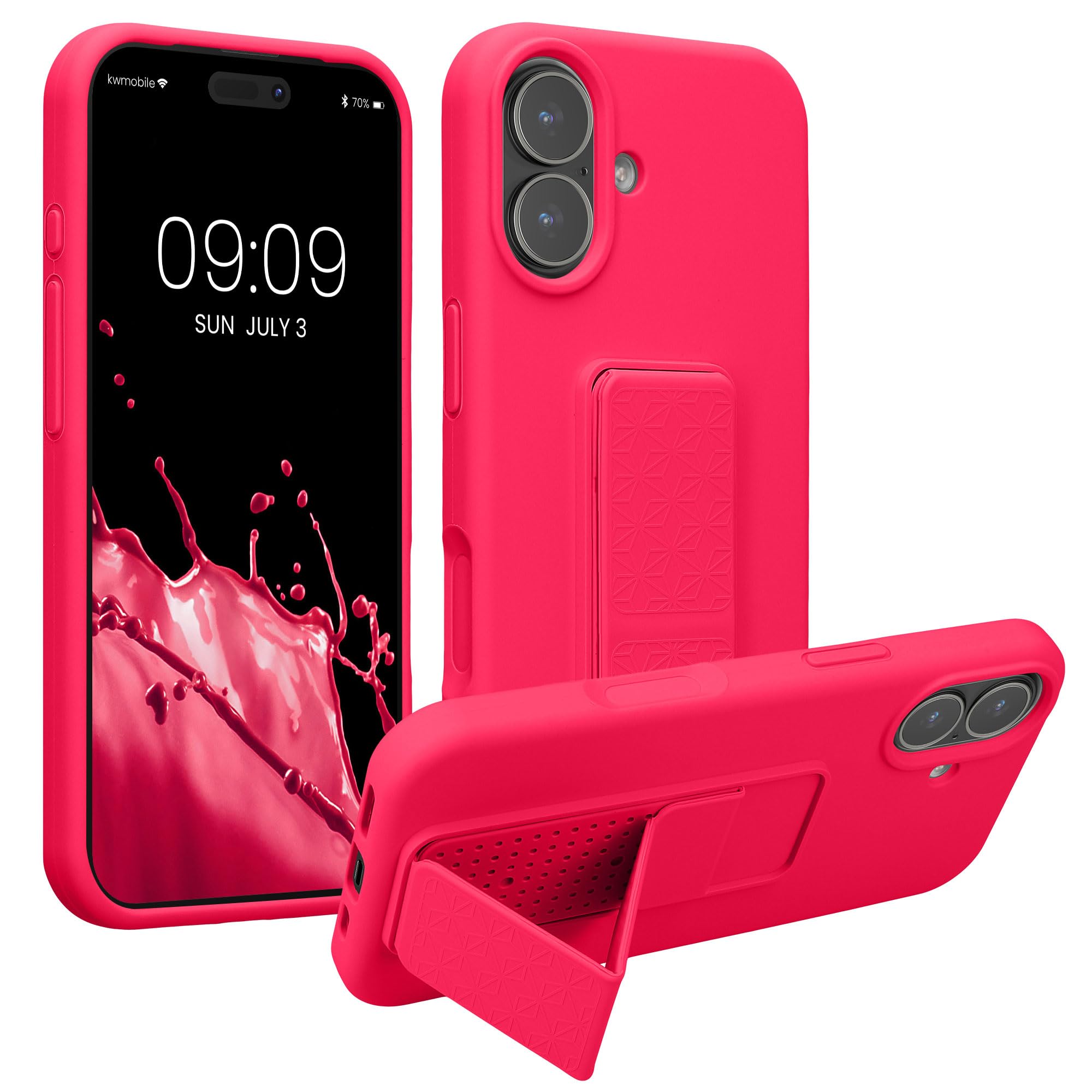Apple iPhone 17 Case - Smartphone Stand Protective Case Smartphone Cover TPU Case - Neon Pink