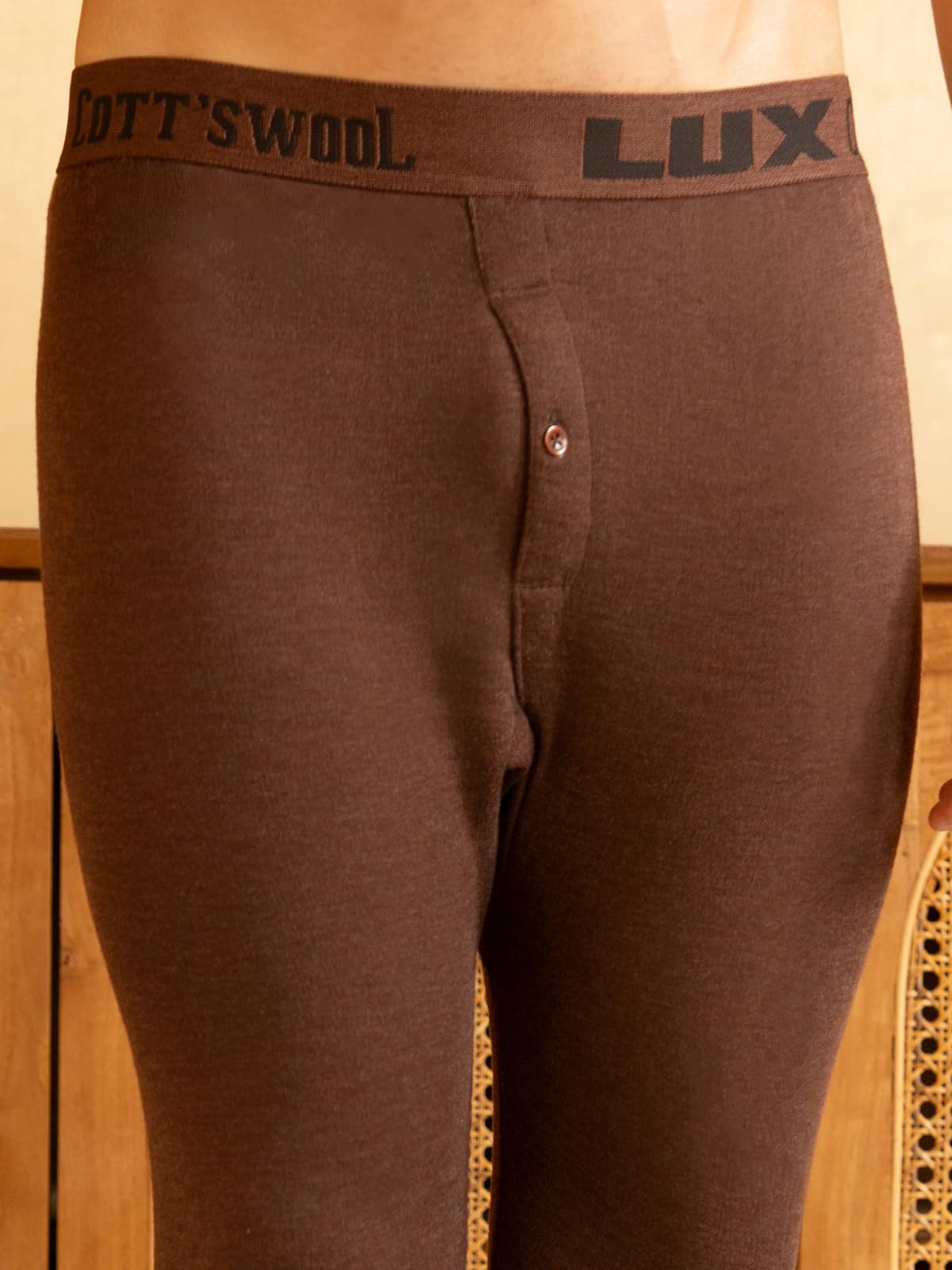 Lux Cott's Wool Men's Brown Solid Winter wear Thermal Bottom (Size : 75cm) - Image 7 thumbnail