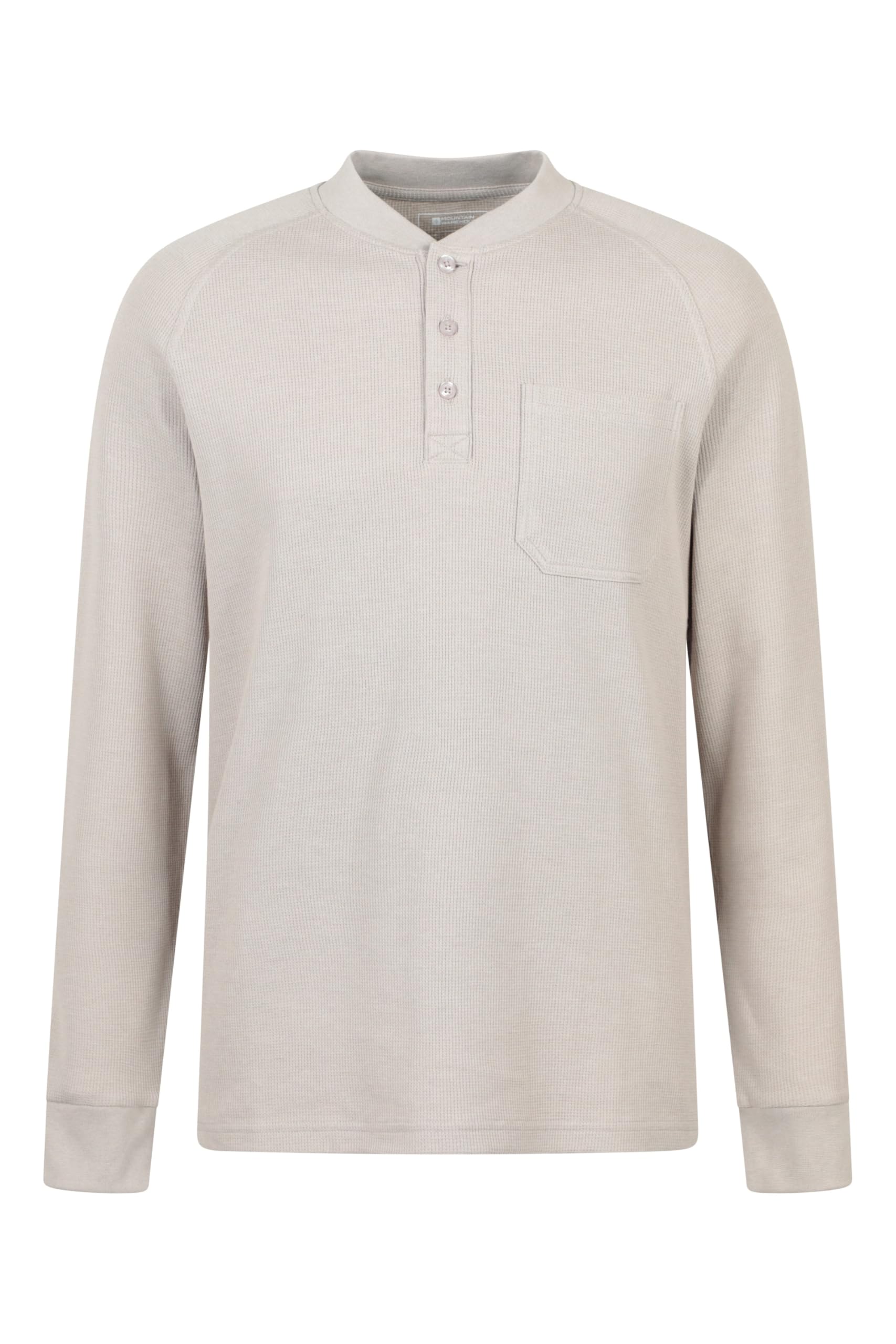 Mountain Warehouse Selby Mens Waffle Henley Tee - Cotton Lightweight Shirt - Autumn Winter Walking & Outdoors Dark Beige XL