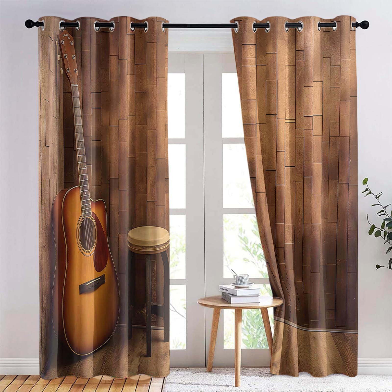 CozyRest Tende Musica Chitarra per Soggiorno e Camera da Letto, 2 Pannelli con Occhielli, Studio di musica country, 234 x 183 cm Tende per Interni con Termica Isolante Protezione UV