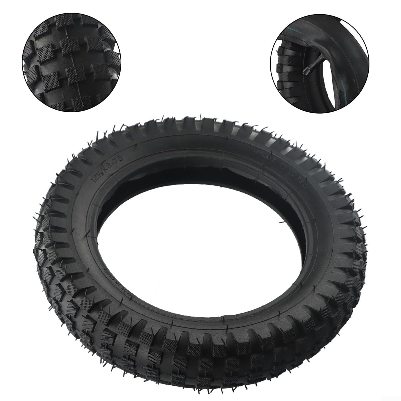 Juego de neumáticos y tubo interior de 12.5 x 2.75 para 49 cc para MINI Dirt Bike MX350 MX400 Scooter, neumático de goma de rueda todoterreno de 12 1/2 x 2.75 con válvula recta, color negro