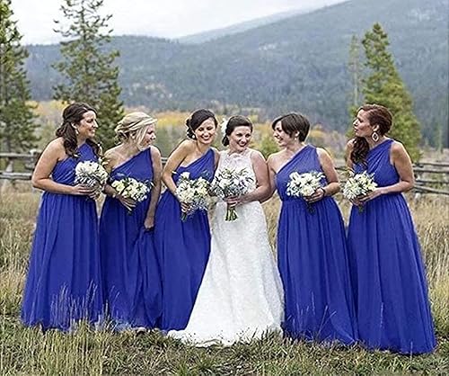 Miniatura 6 de Vestido de dama de honor de un hombro para mujer, plisado, de gasa, formal, vestido de noche