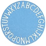 Topotdor Round Kids Play Rug Alphabet Nursery Area Rug Extra Large Soft Crawling Play Mat for Children Toddlers Bedroom (63 inch, Sky Blue)