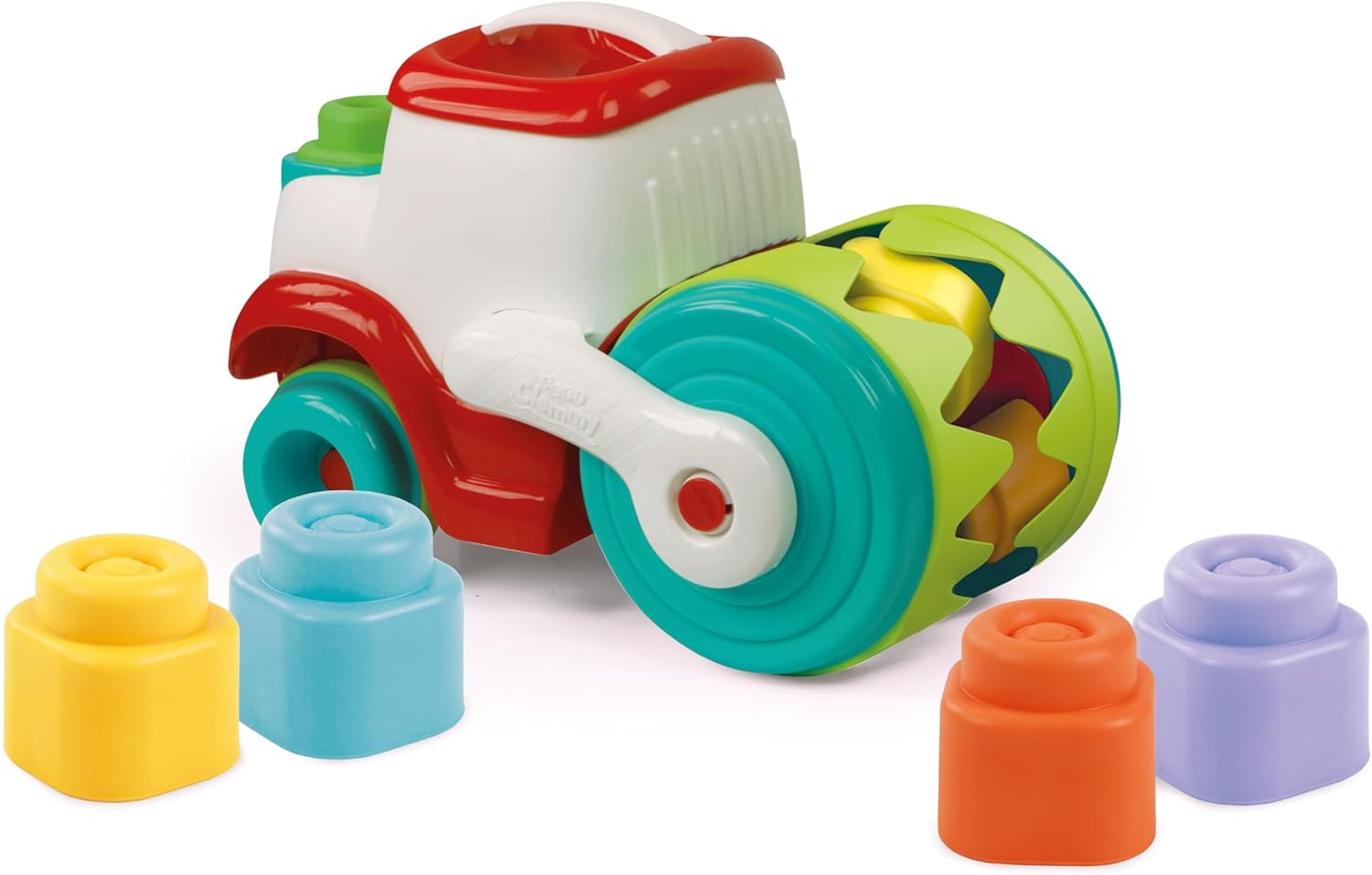 Clementoni Soft Clemmy – Touch and Play Sensory Steamroller, Children 12+ Months, Truck Binder 8 Bricks, Early Childhood Game, Develops Manuality and Tactile Perception, Made in Italy, 17495