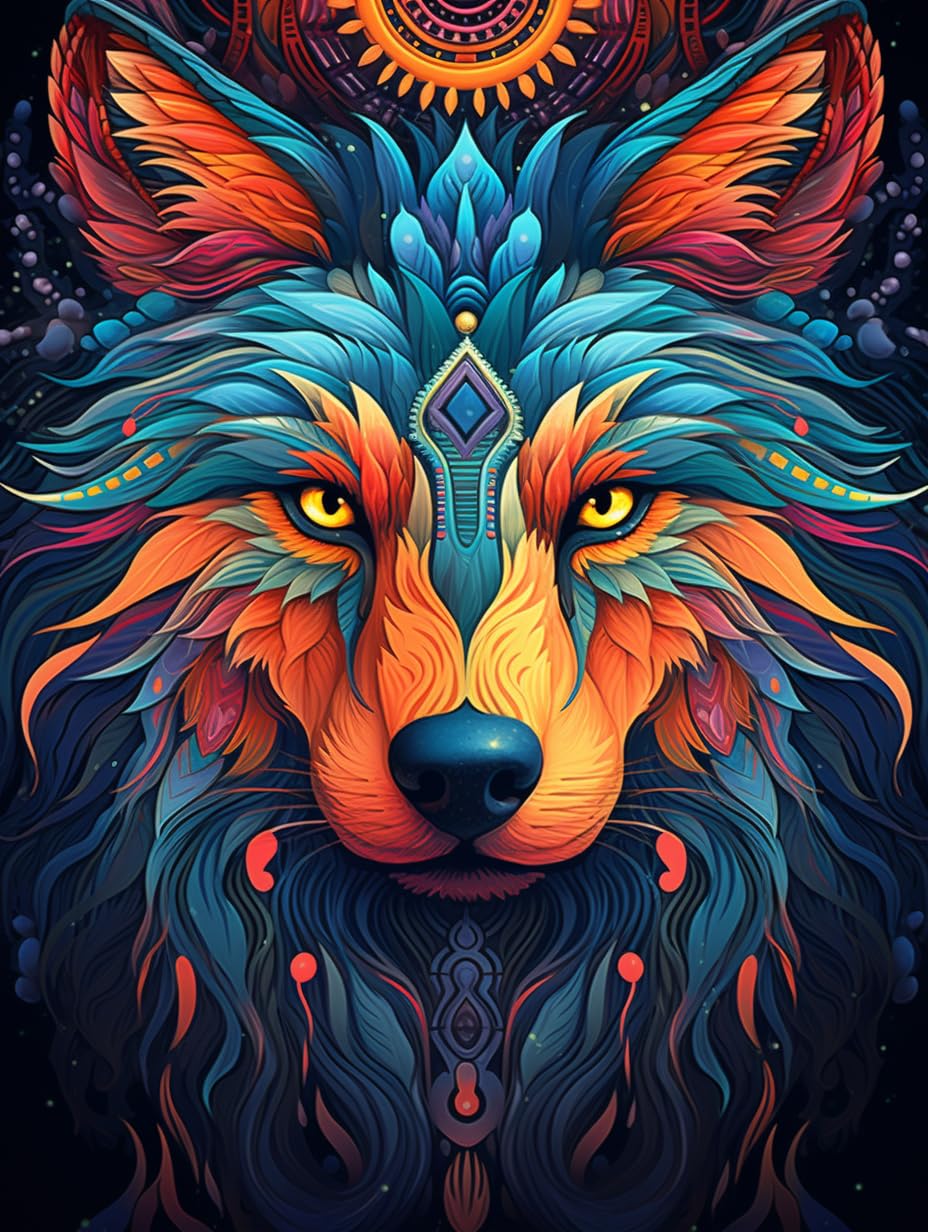 JNNPY Kreuzstich-Set 'Grauer Wolf' Vorgedruckt - 40x50 Cm, 11CT, Inkl. Garn, Nadel, Werkzeug & Anleitung Für Anfänger