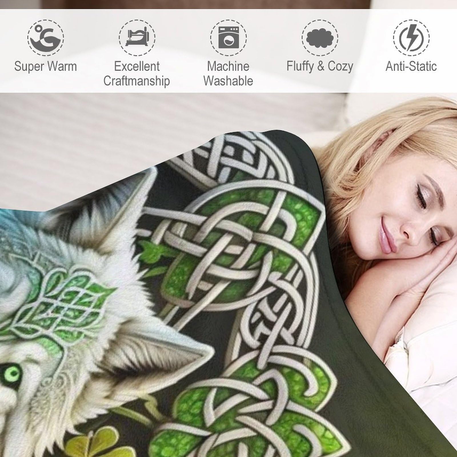 Wolf Fleece Decke, Flauschige Kuscheldecken, Superweiche Leichte Flannel Wohndecke Mit Druck Für Couch Bett/Sofa（150×200cm）