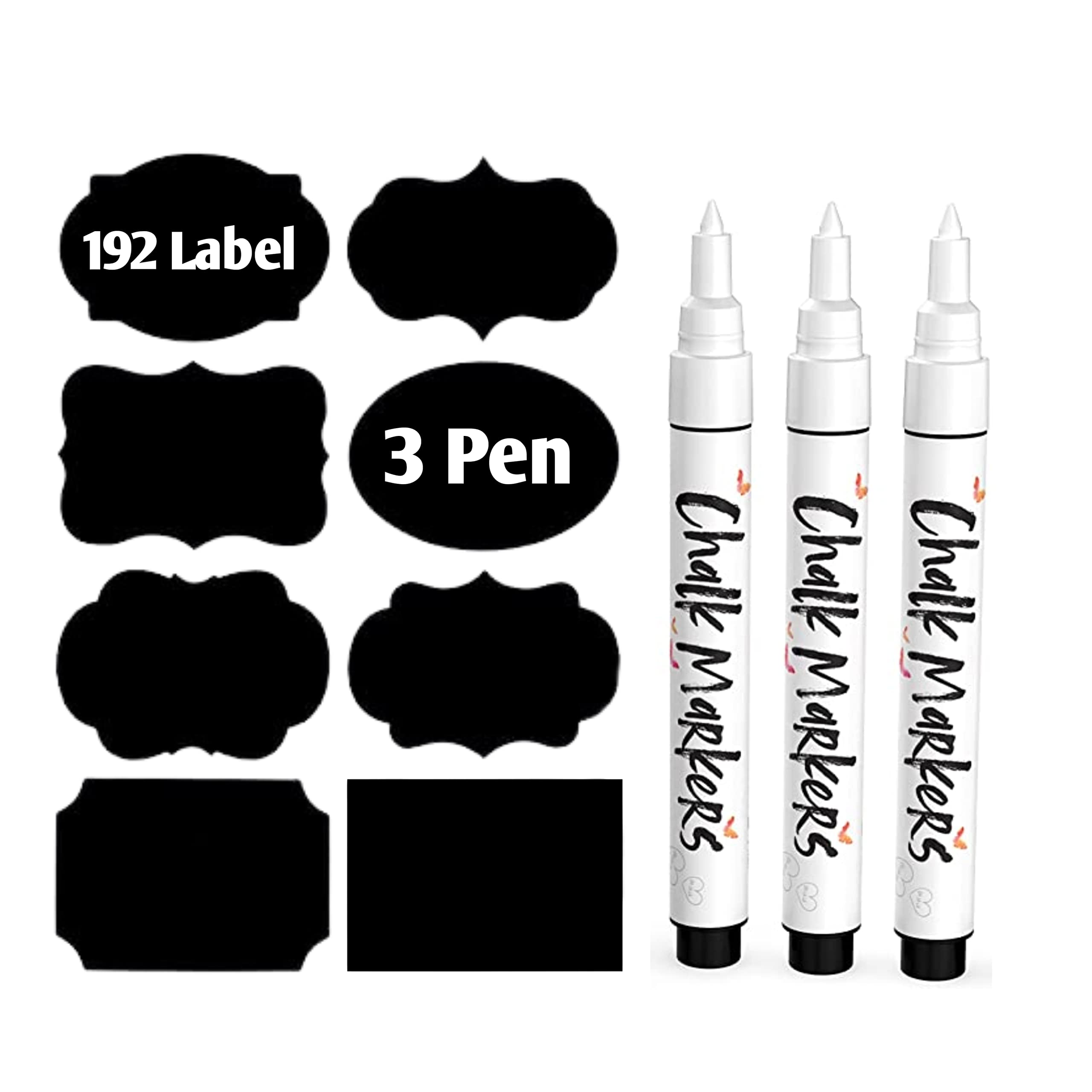 192 Chalkboard Labels for Storage Bins with 3 Chalk Markers - Dishwasher Safe Reusable Labels for Food Containers - Removable Waterproof Mason Jar Labels by Agile Trends