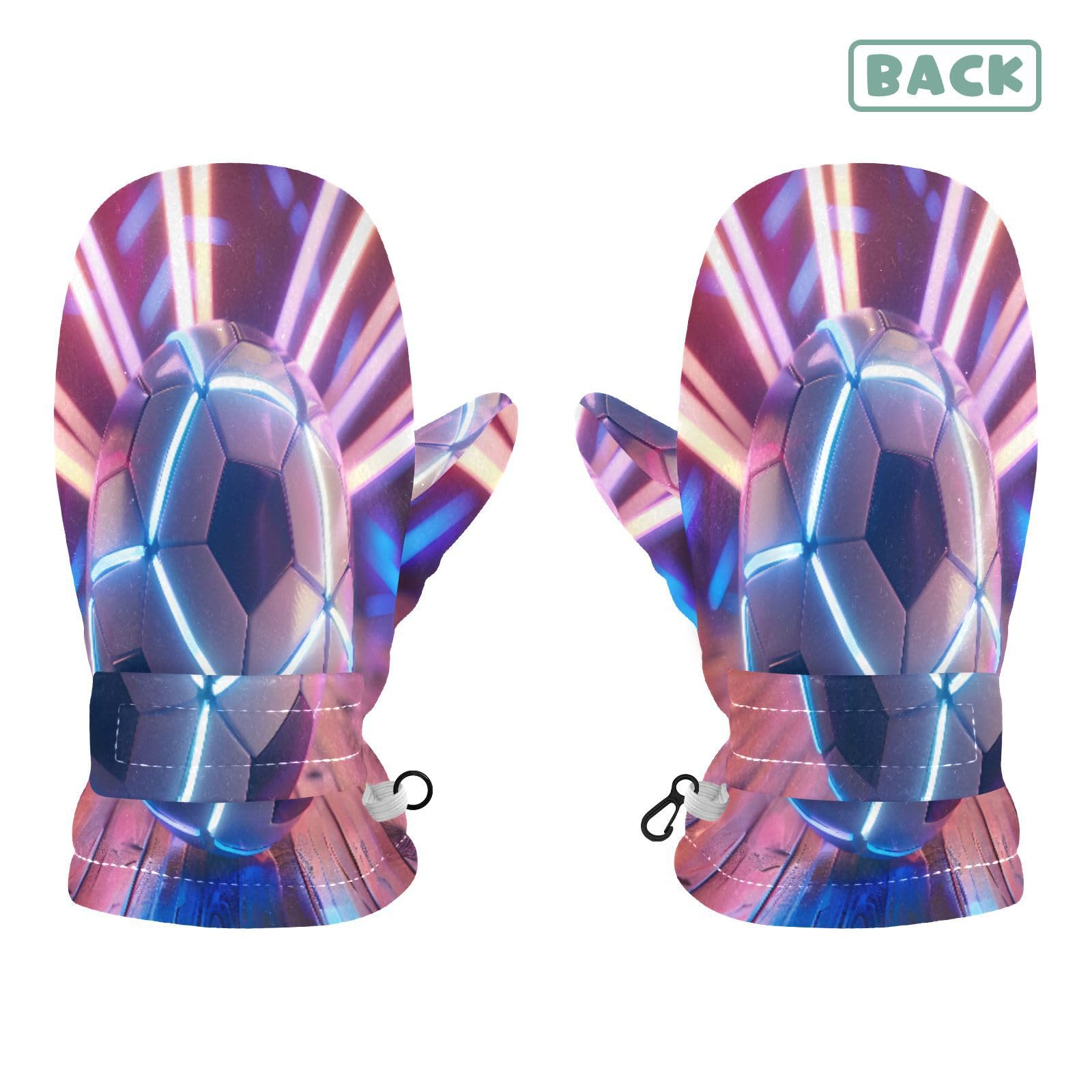 Kid's Winter Gloves Children Warm Gloves Soccer Blue Light for Boys Girl Age 2-4 Years